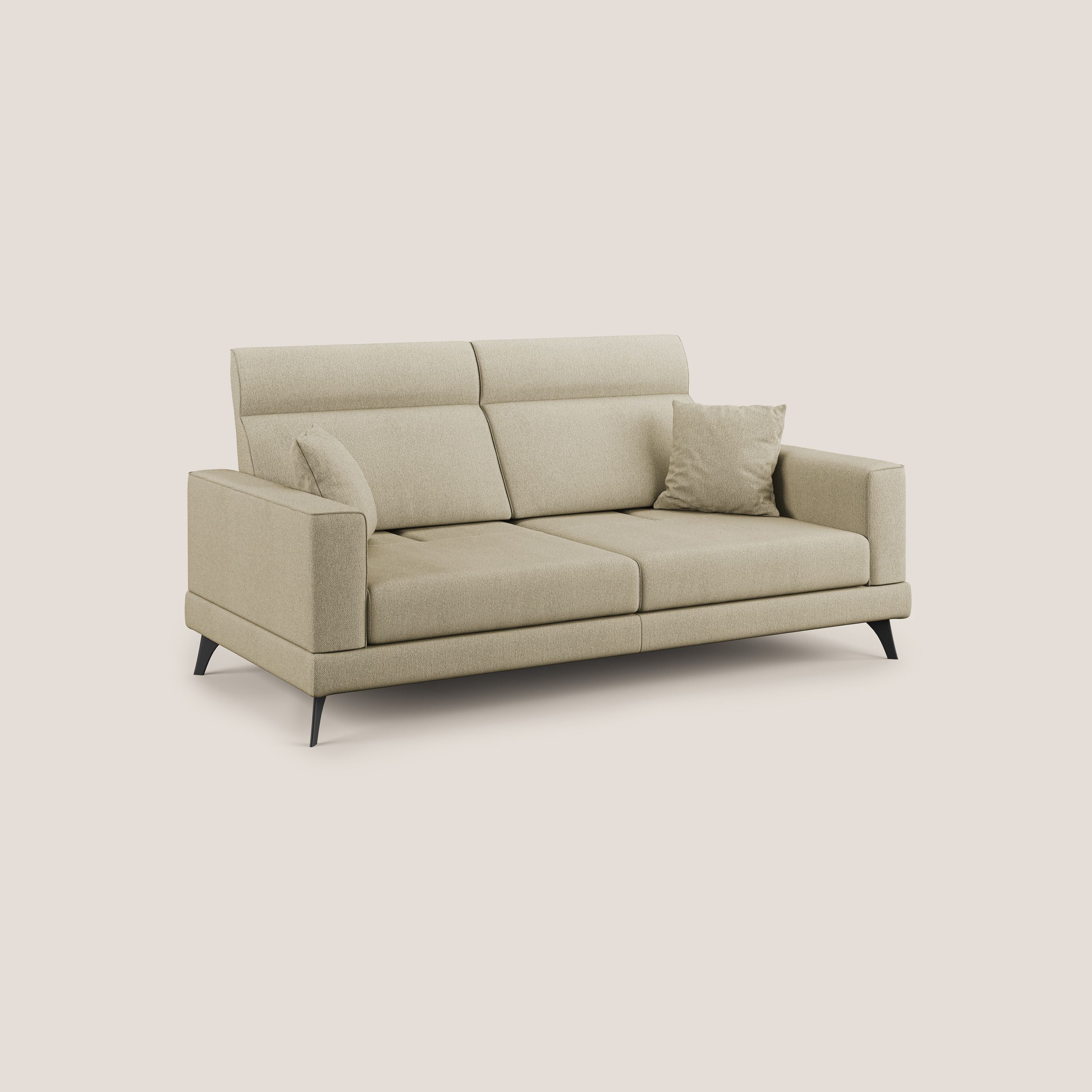 Slide Divano con schienali traslanti e poggiatesta in tessuto smacchiabile T05 cammello - divani.store