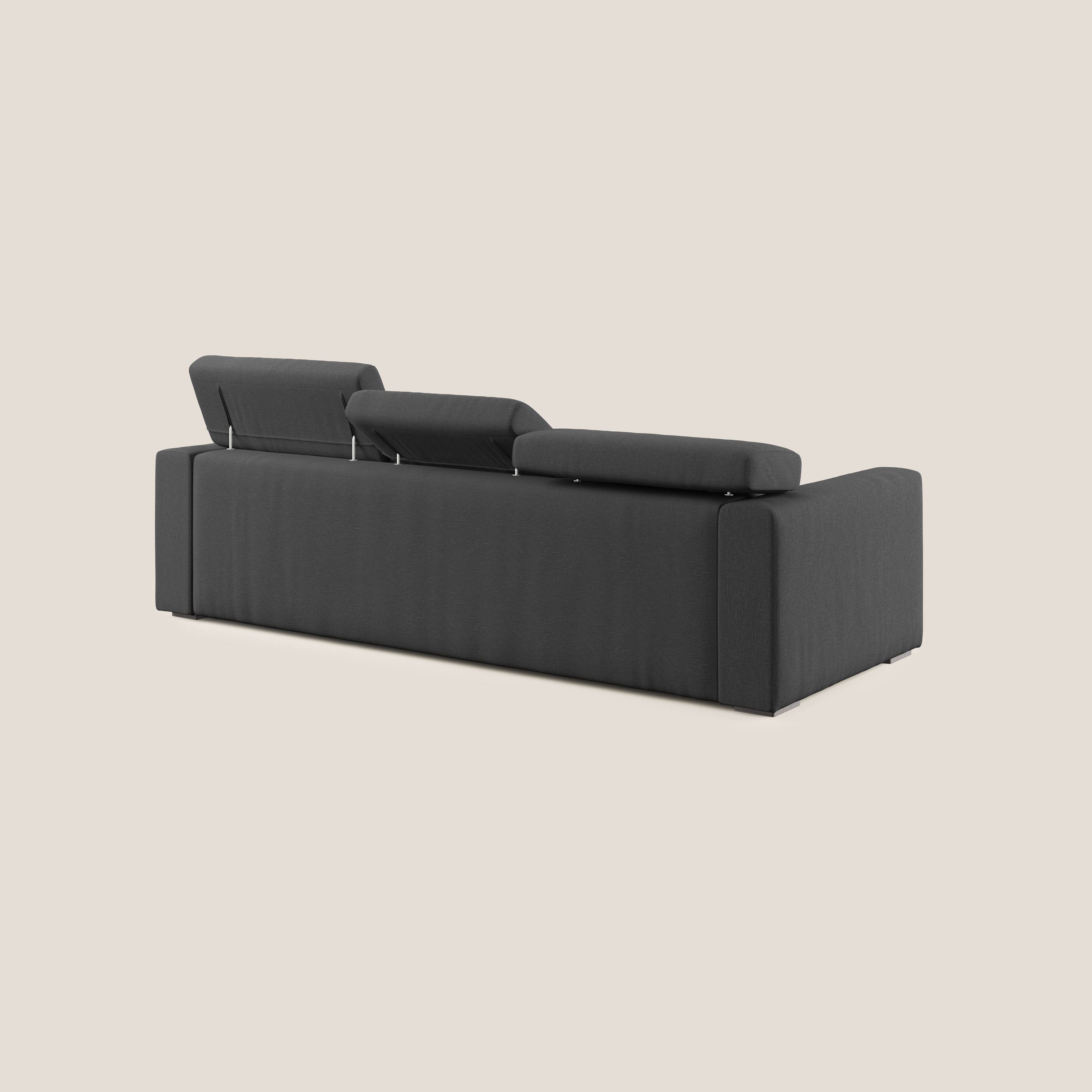 Dylan divano angolare con pouf estraibile poggiapiedi in tessuto simil cotone impermeabile T13 antracite - divani.store