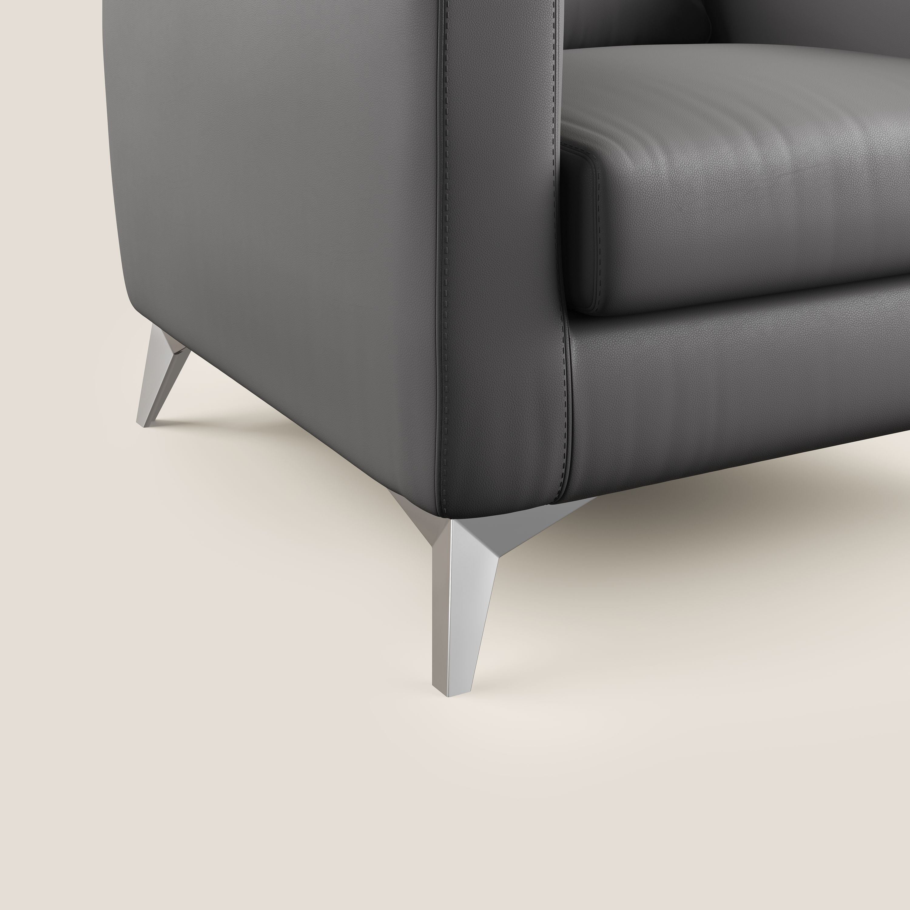 Orione Poltroncina in ecopelle moderna e impermeabile T04 antracite - divani.store