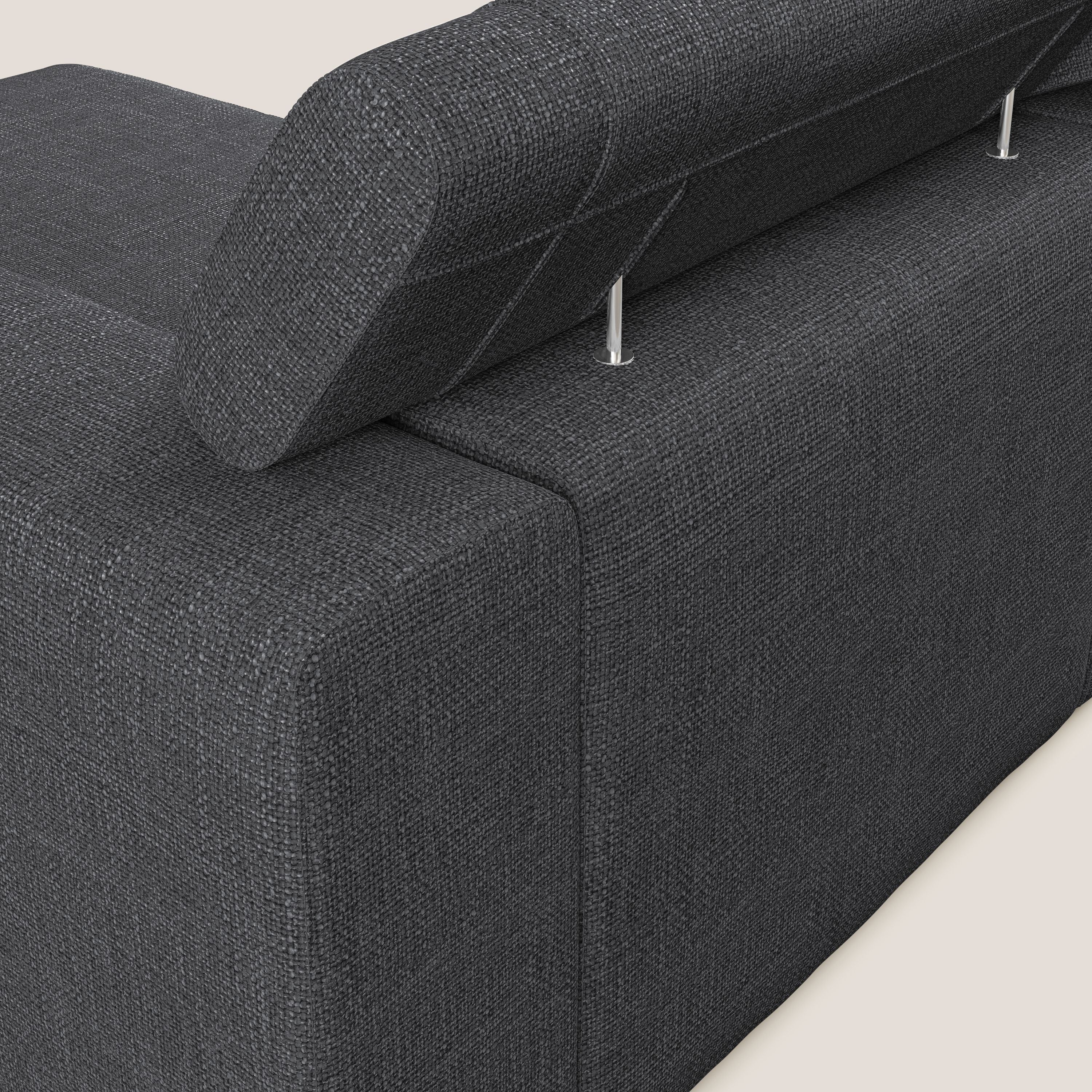 Vegas divano angolare con poggiatesta reclinabili in morbido tessuto impermeabile T06 antracite - divani.store