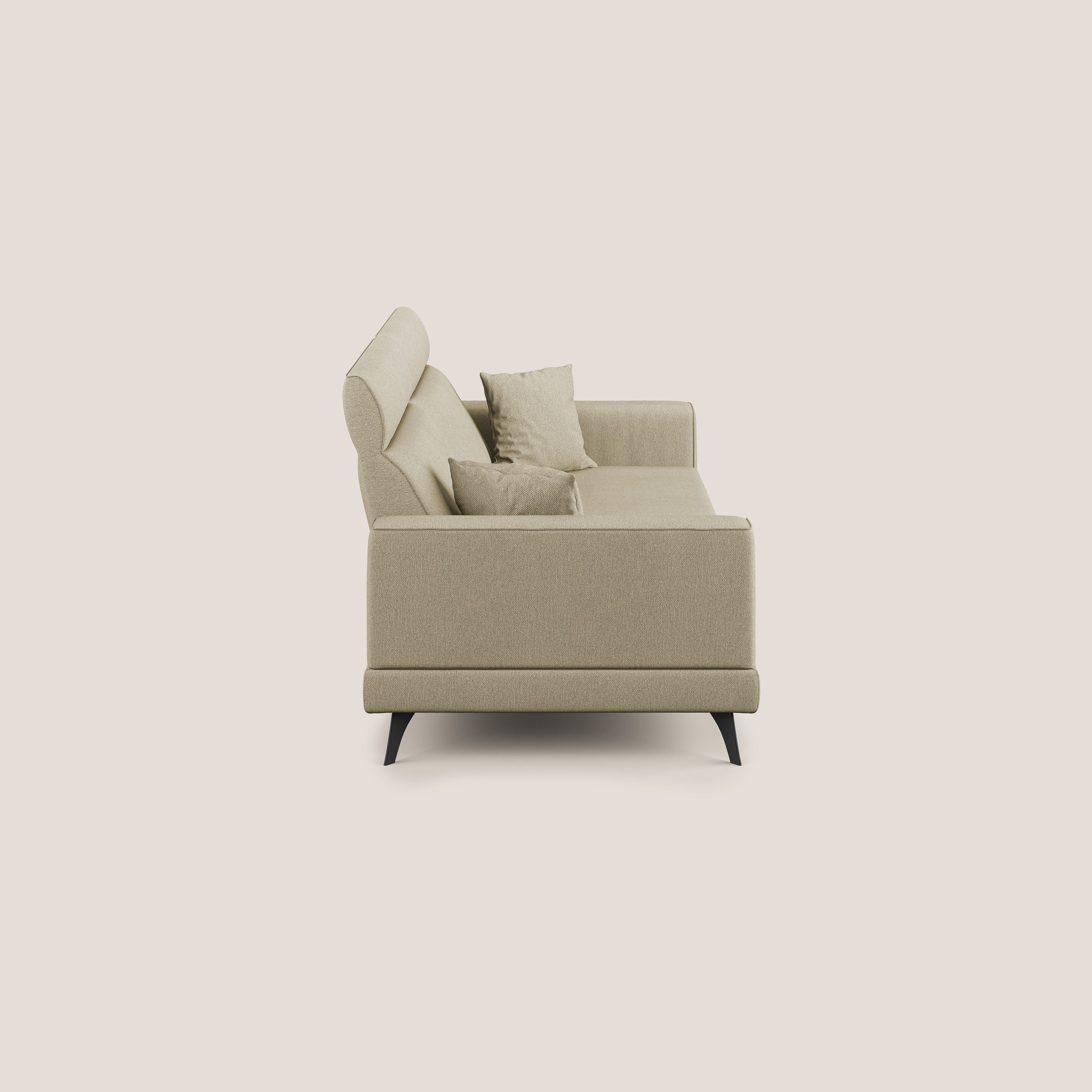 Slide Divano con schienali traslanti e poggiatesta in tessuto smacchiabile T05 cammello - divani.store