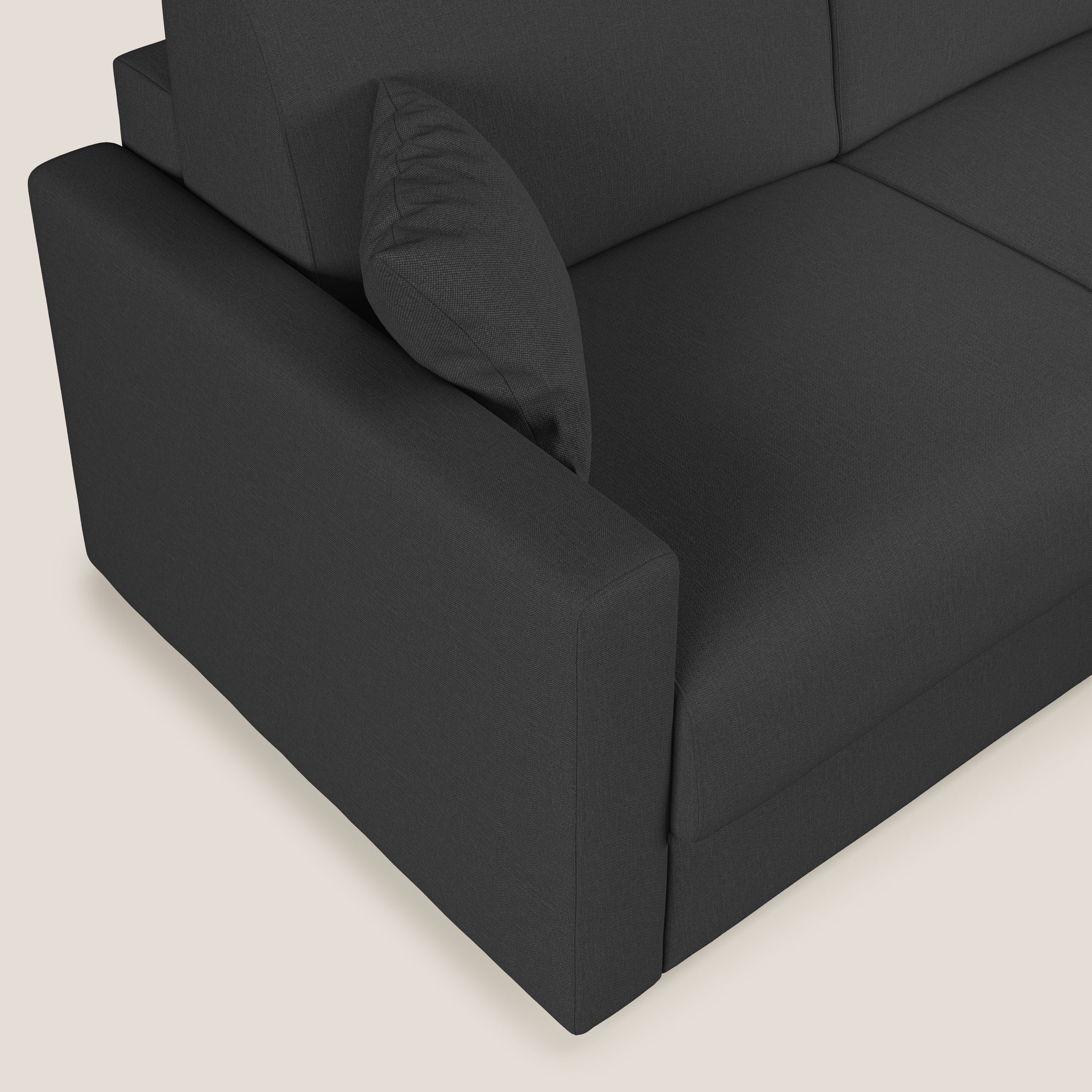 Chris Divano letto angolare 5 posti in tessuto impermeabile T13 antracite - divani.store