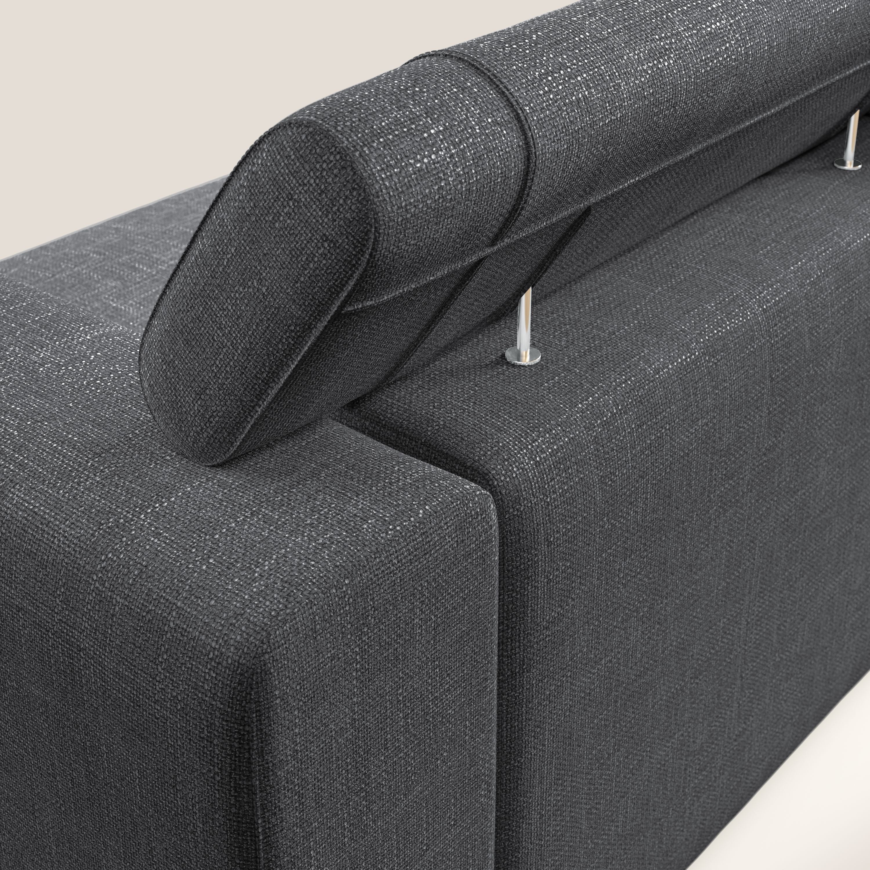 Vegas divano con poggiatesta reclinabili in morbido tessuto impermeabile T06 antracite - divani.store