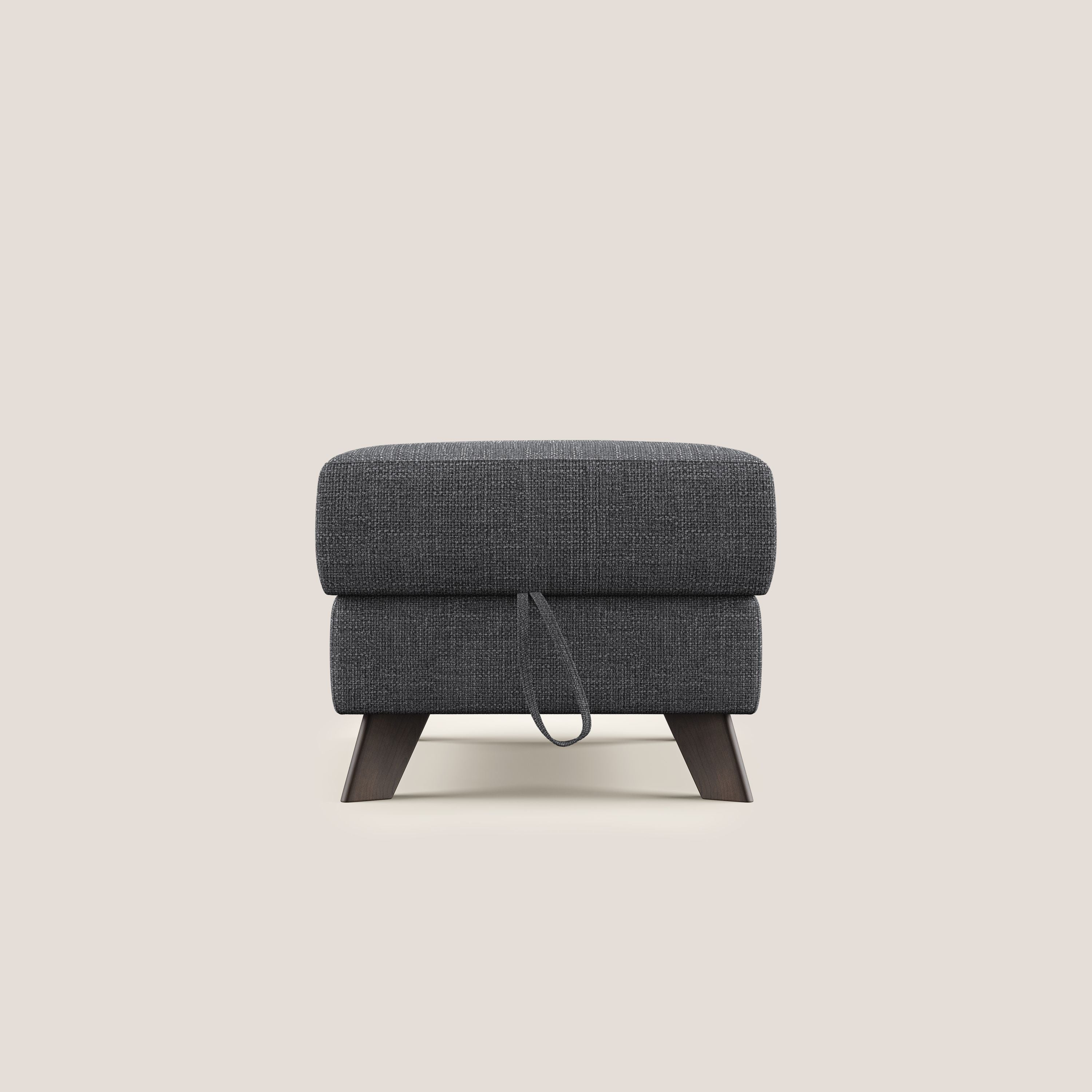 Moon Pouf contenitore e piedini alti in tessuto morbido ad intreccio soft-touch impermeabile T06 antracite - divani.store