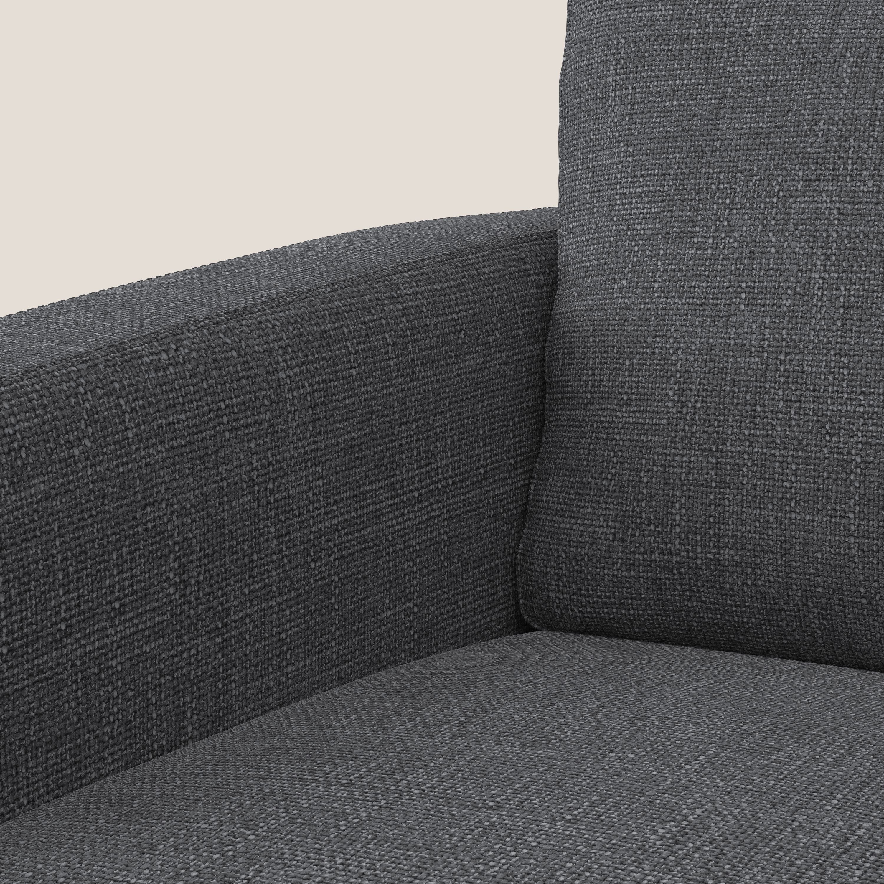 Orione Poltroncina in morbido tessuto impermeabile ad intreccio T06 antracite - divani.store