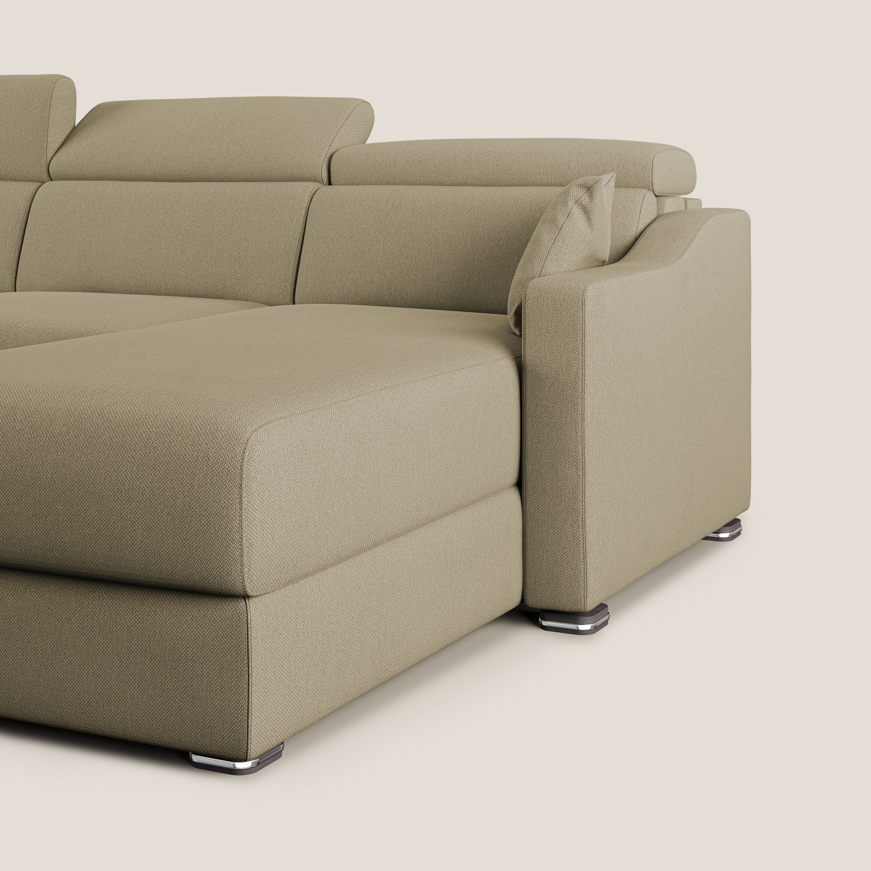 Amber divano letto angolare in tessuto smacchiabile T05 cammello - divani.store