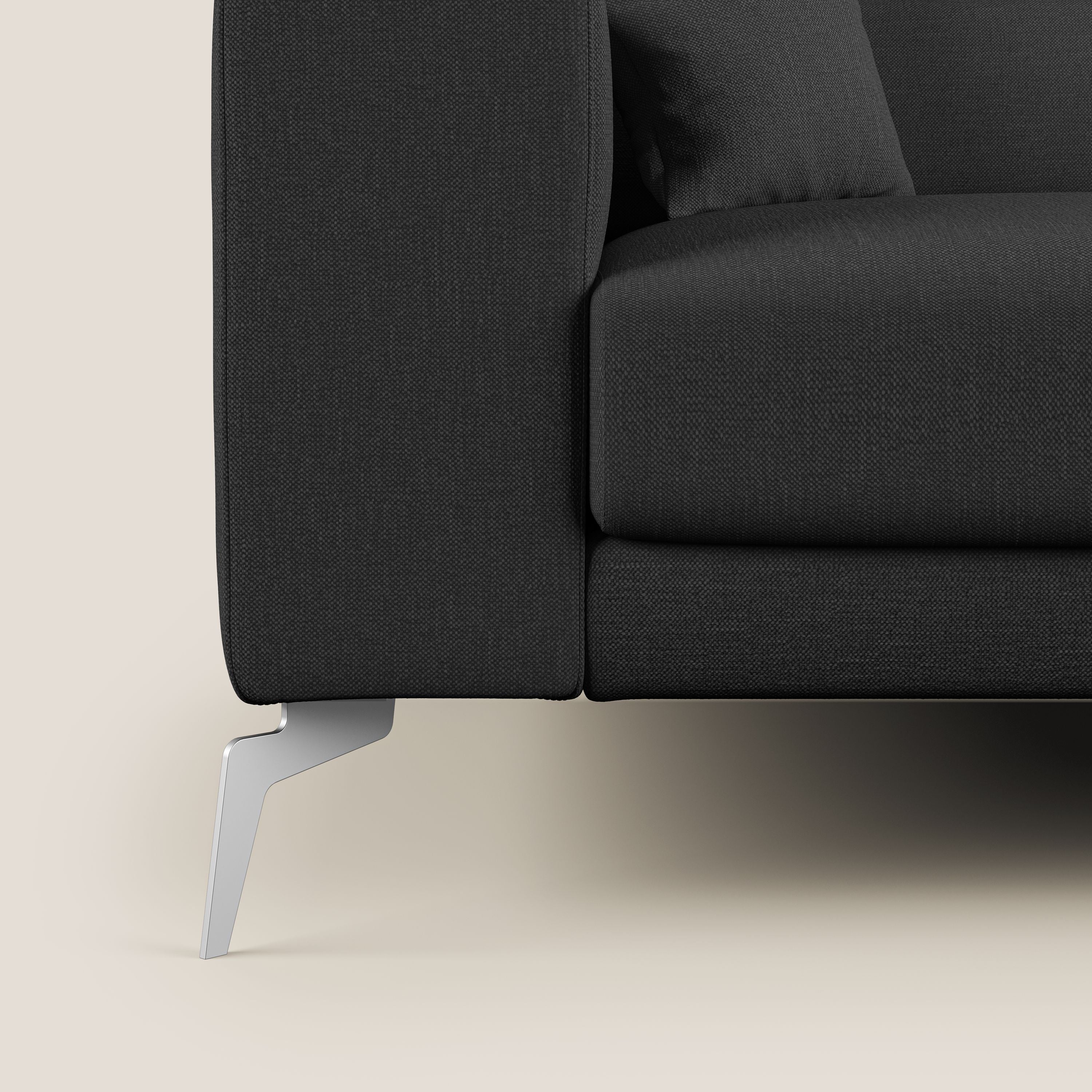 Blade Divano moderno angolare con poggiatesta reclinabili in tessuto impermeabile simil-cotone T13 antracite - divani.store