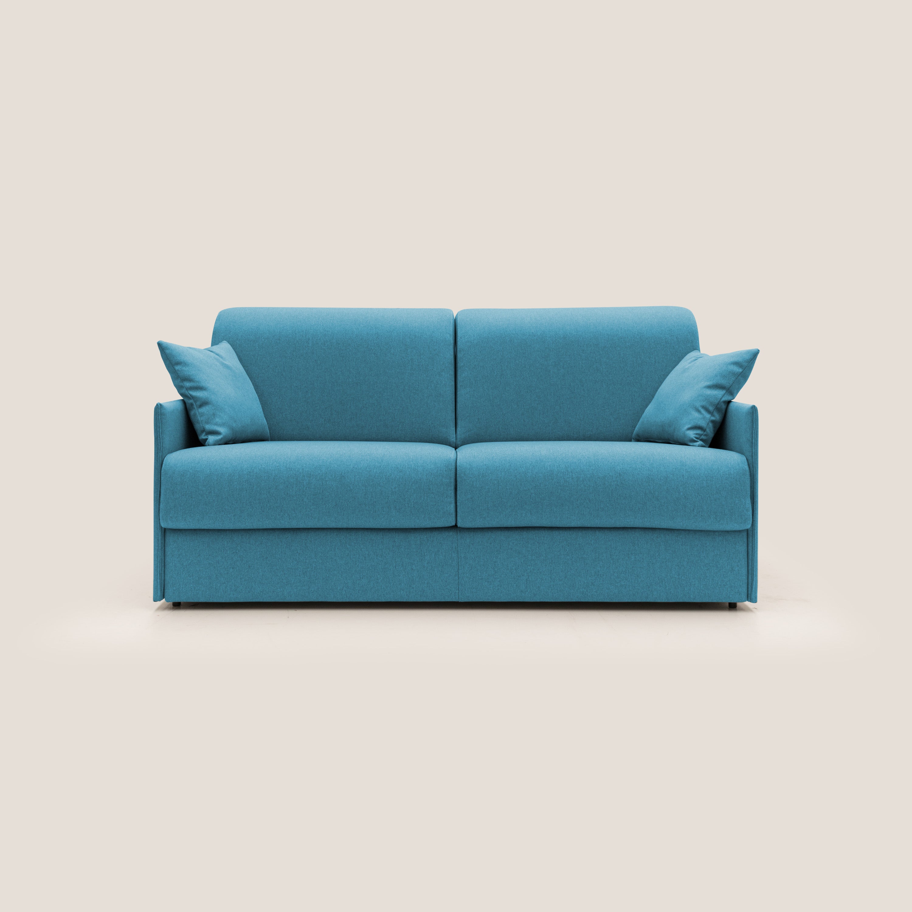 Evans Divano letto matrimoniale in tessuto impermeabile T13 azzurro - divani.store