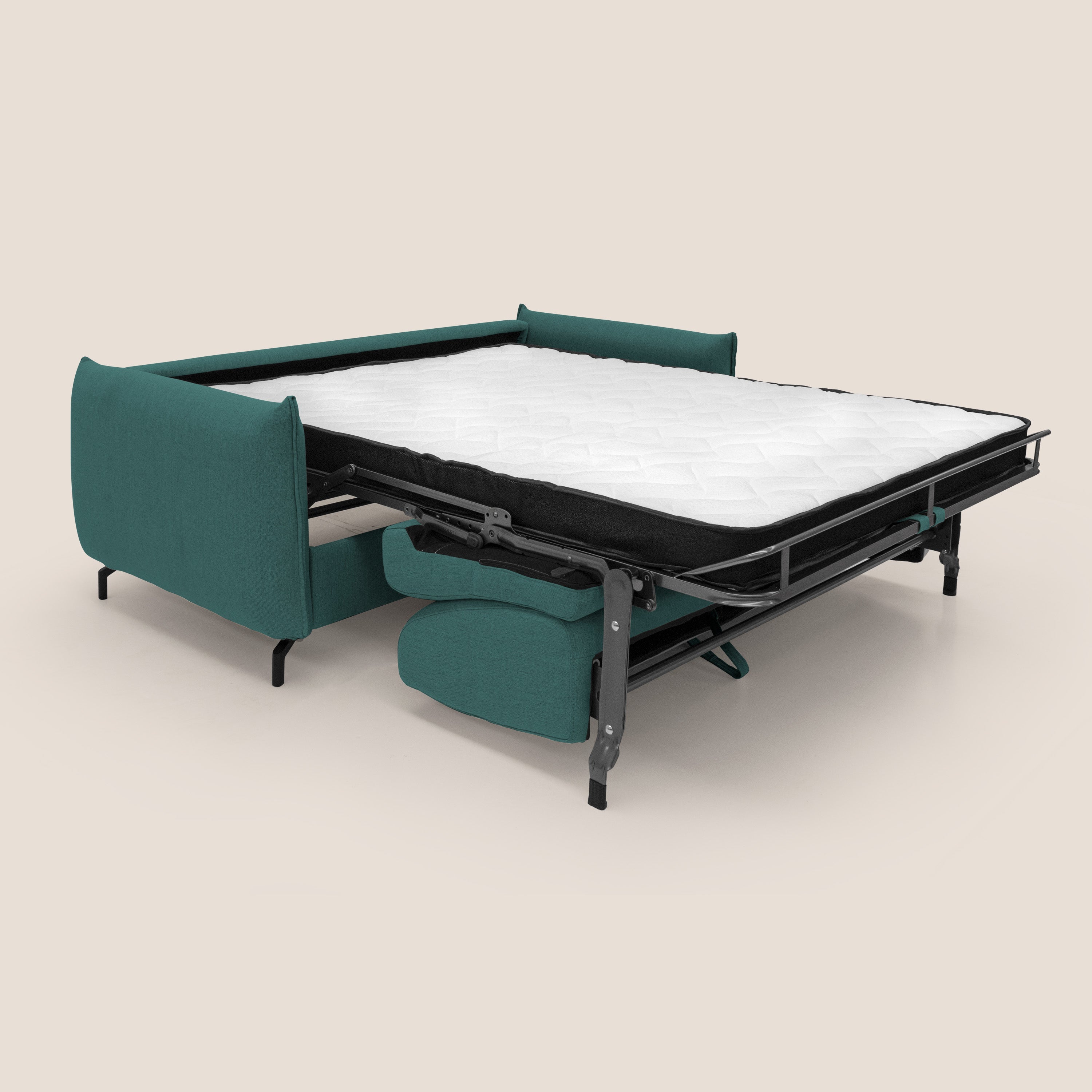 Scarlet divano letto in tessuto misto cotone impermeabile T19 petrolio - divani.store