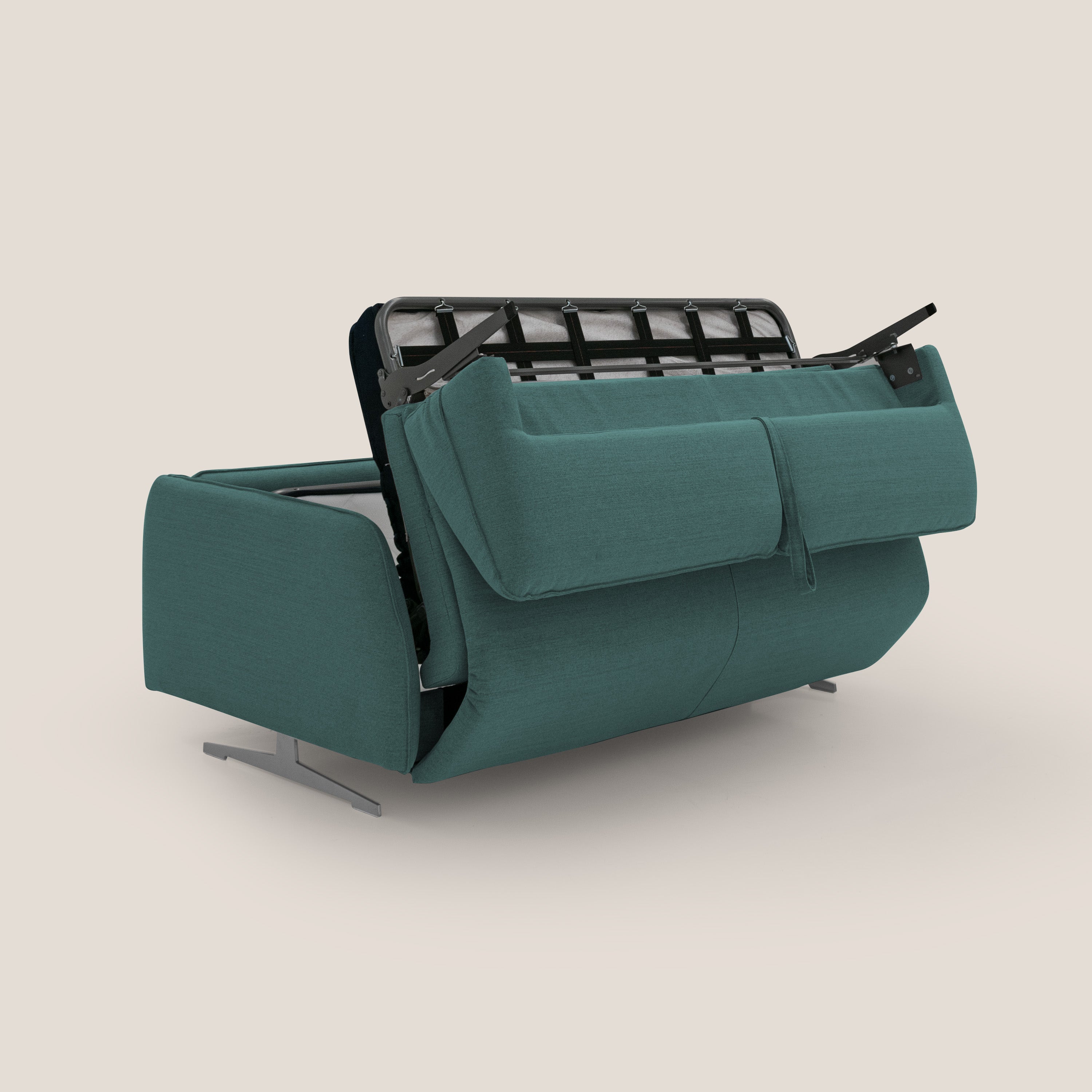 Texas Divano letto matrimoniale moderno in tessuto impermeabile T19 petrolio - divani.store