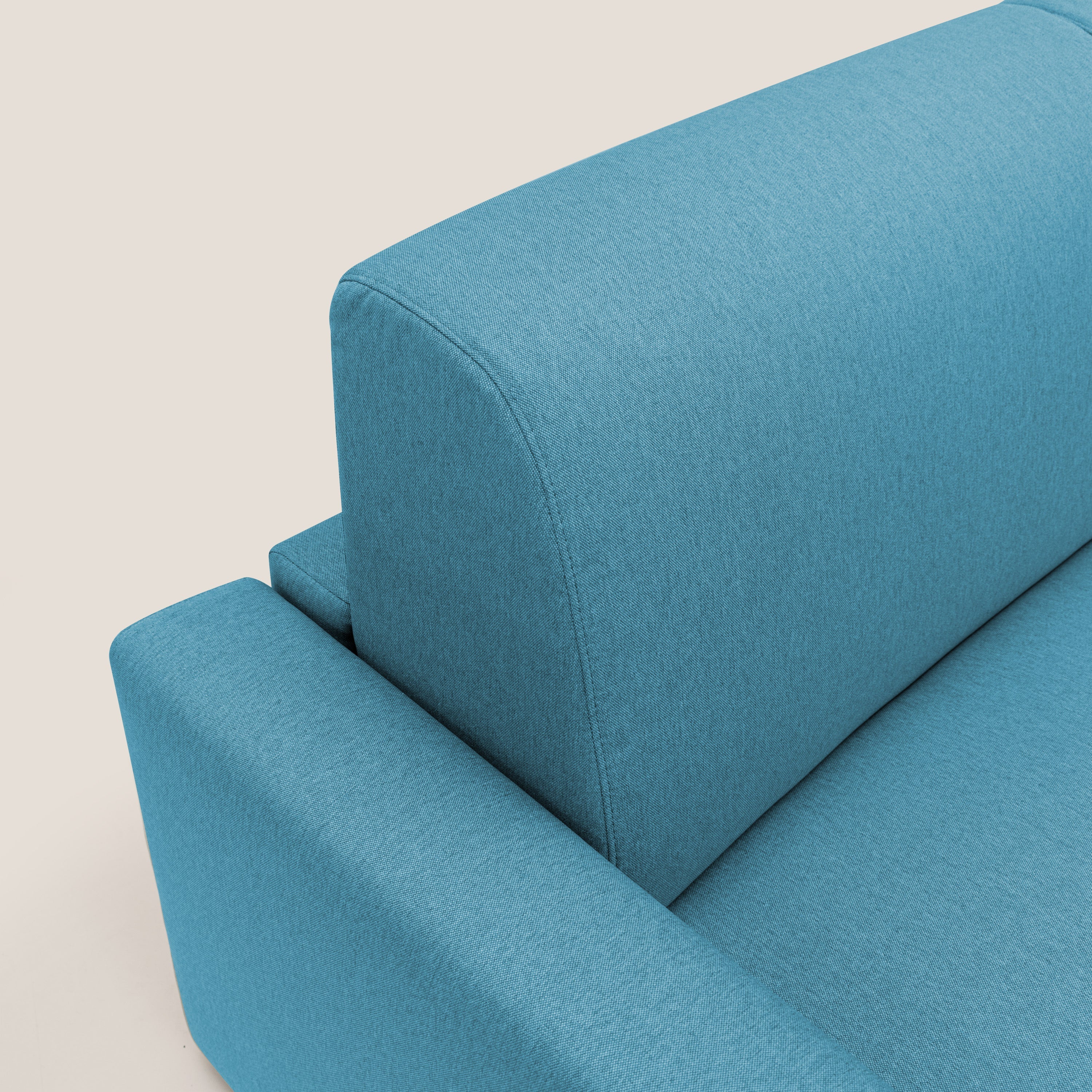 Kansas Divano letto matrimoniale alto 20 cm in tessuto impermeabile misto cotone T13 azzurro - divani.store