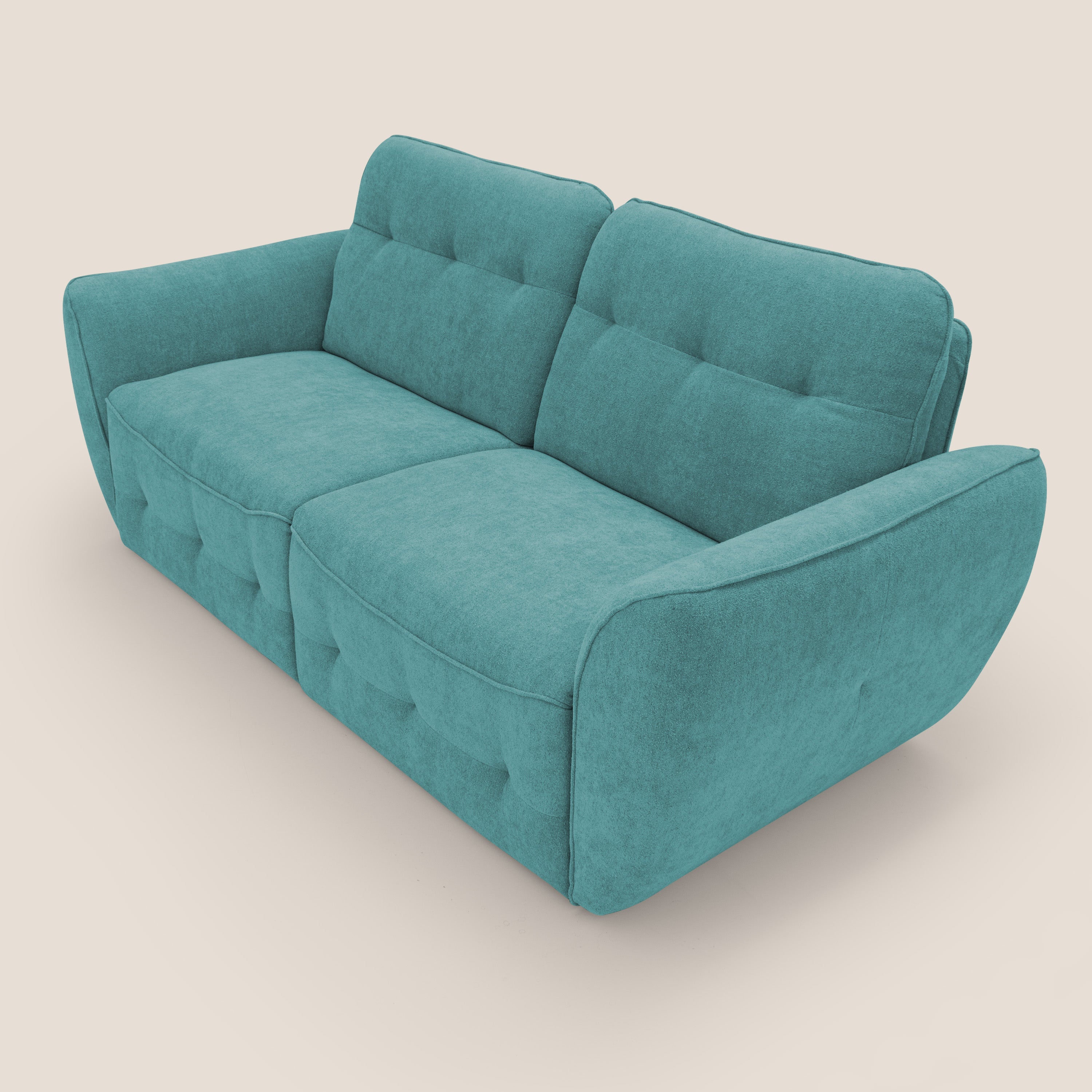 Cerbero divano 2 e 3 posti in morbido bouclé impermeabile T07 azzurro - divani.store