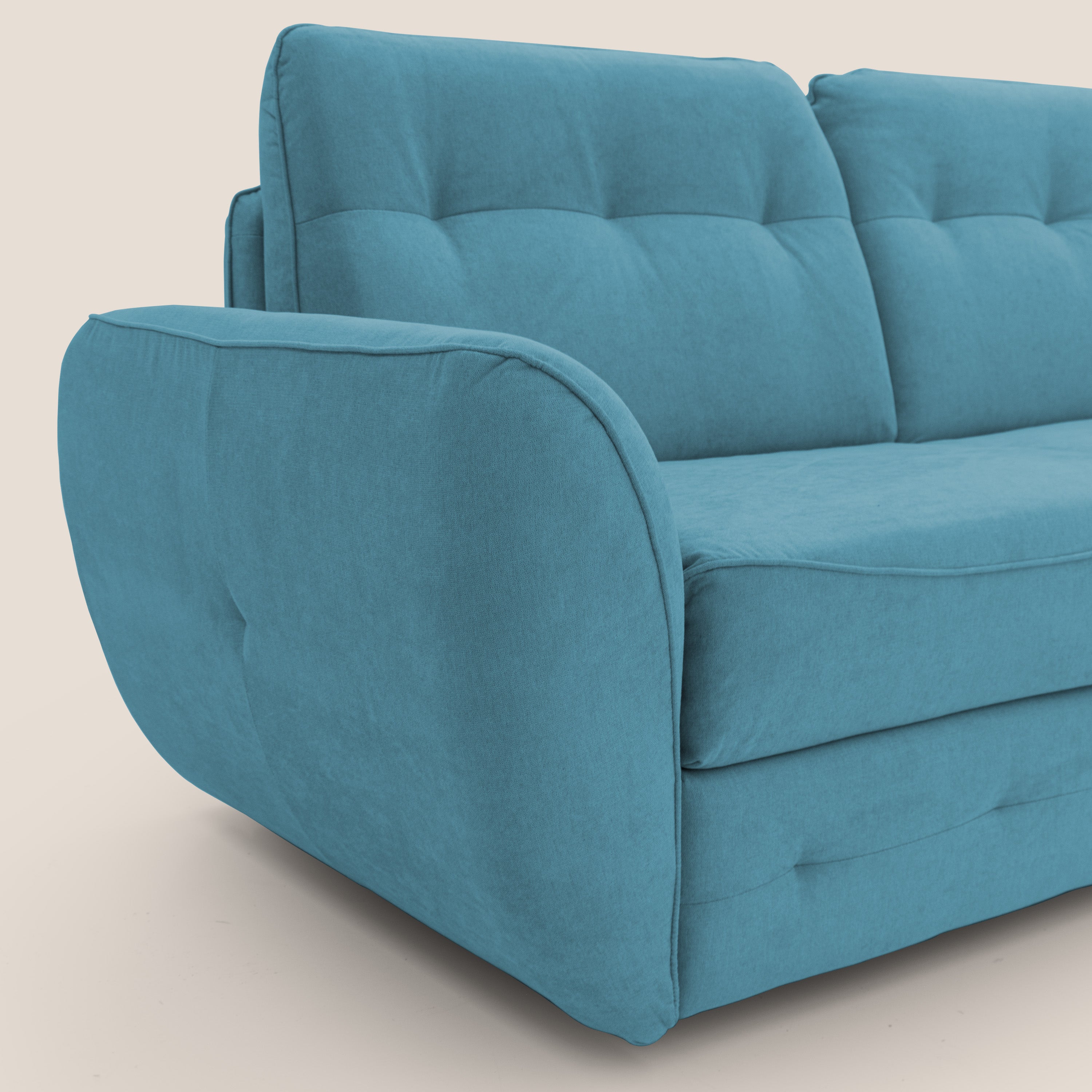 Zeus divano letto angolare con materasso H18 cm pouf mobile in tessuto impermeabile T02 - divani.store