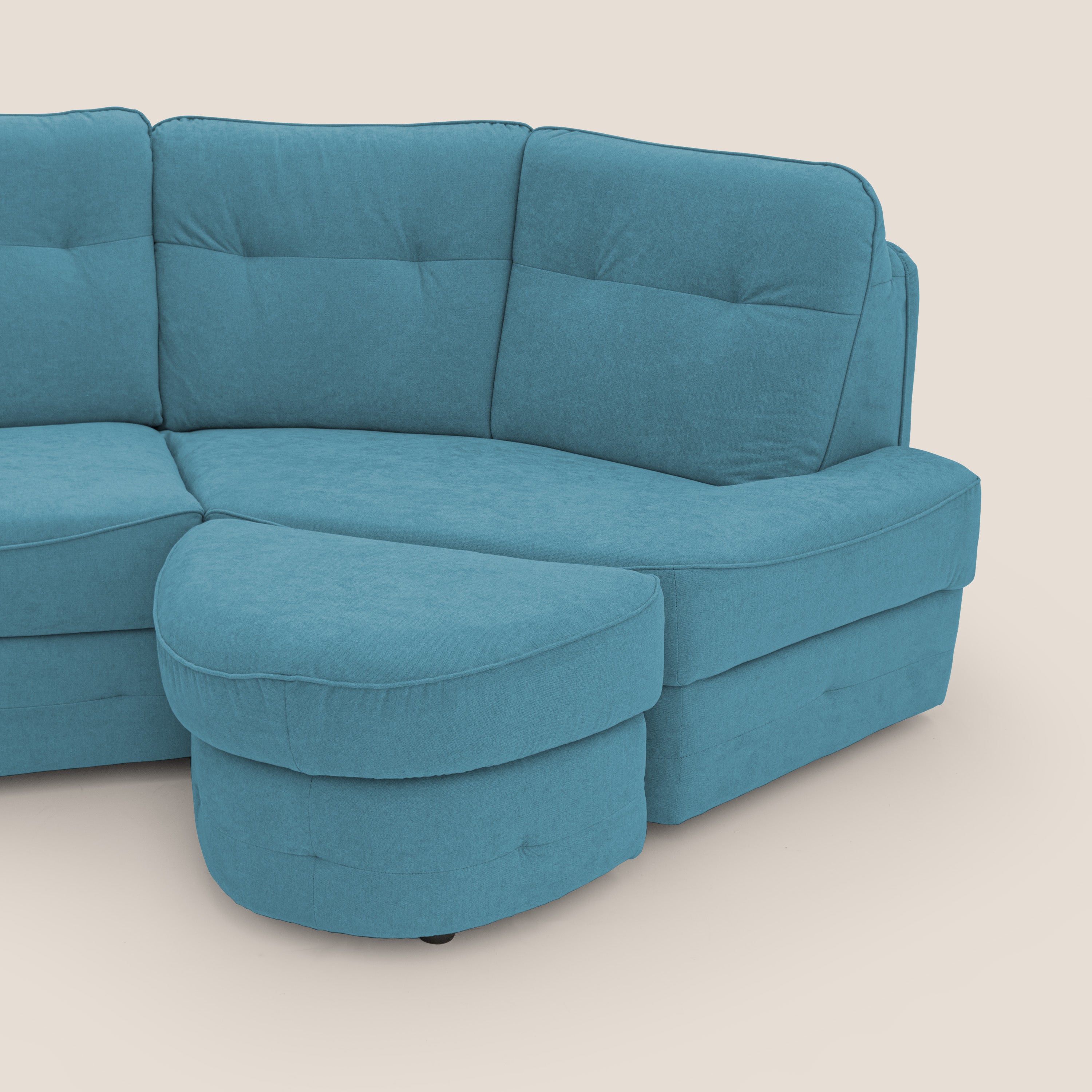 Zeus divano letto angolare con materasso H18 cm pouf mobile in tessuto impermeabile T02 - divani.store