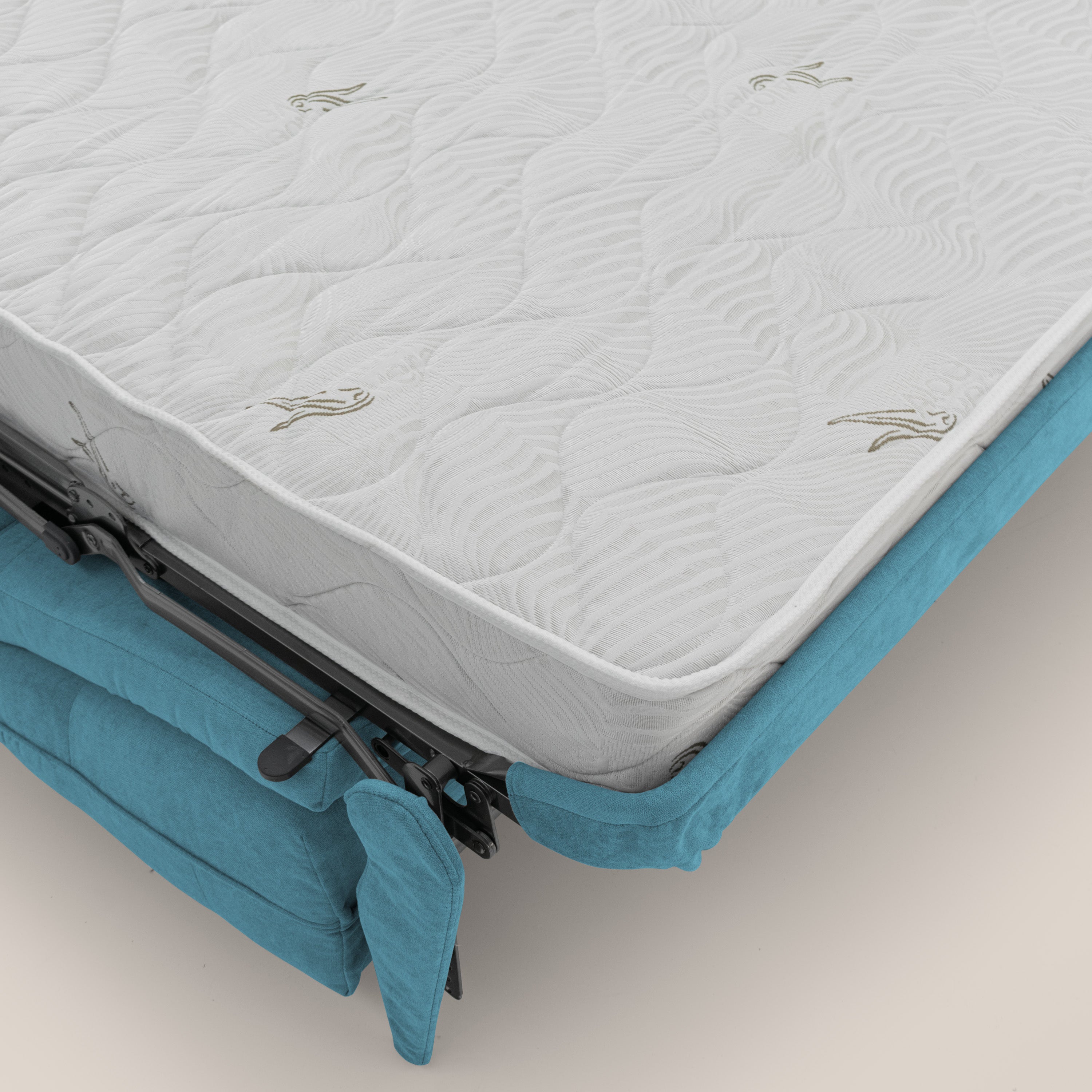 Zeus Divano letto scandinavo con schienale alto in tessuto impermeabile T02 azzurro - divani.store