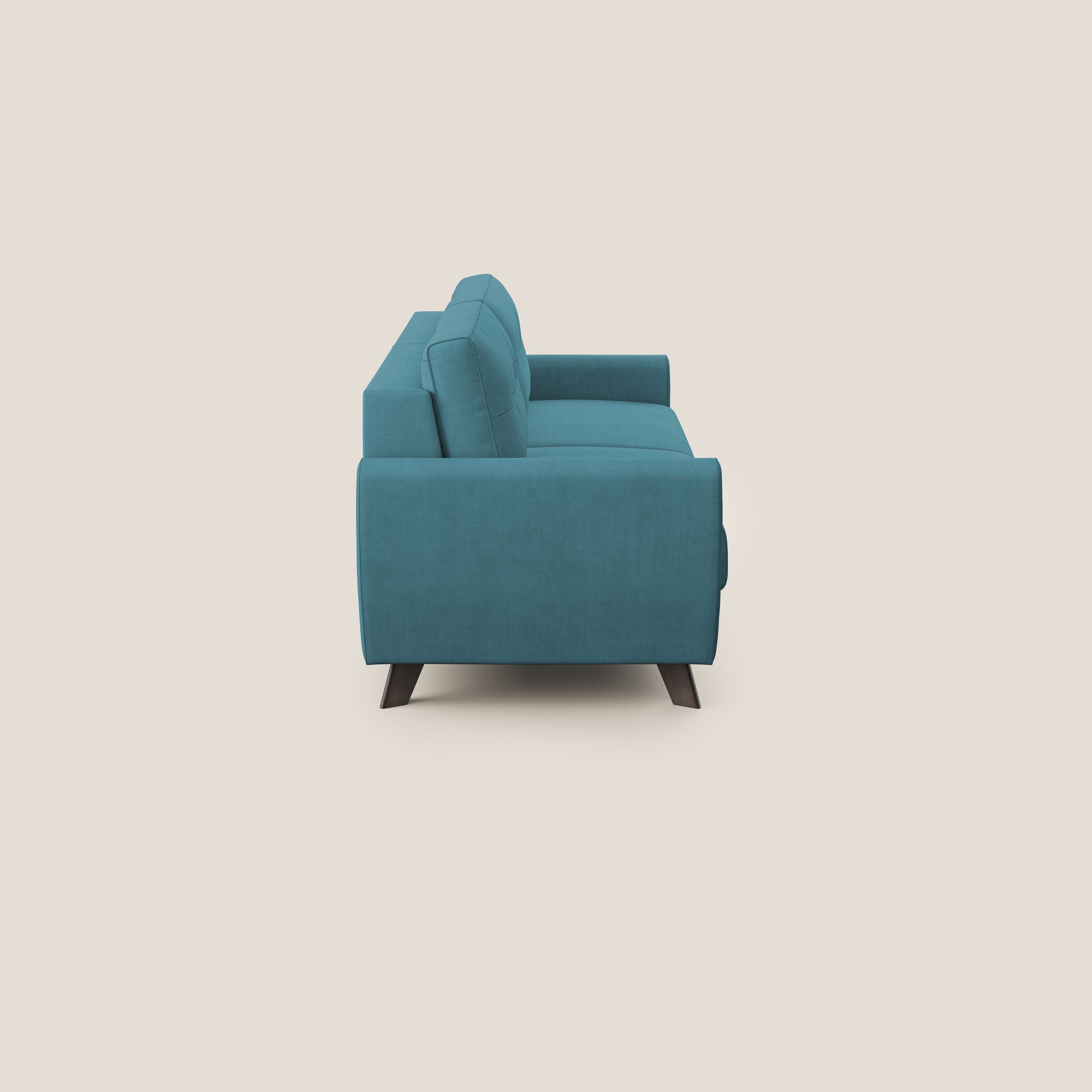 Callisto Divano letto matrimoniale in tessuto morbido impermeabile T02 azzurro - divani.store