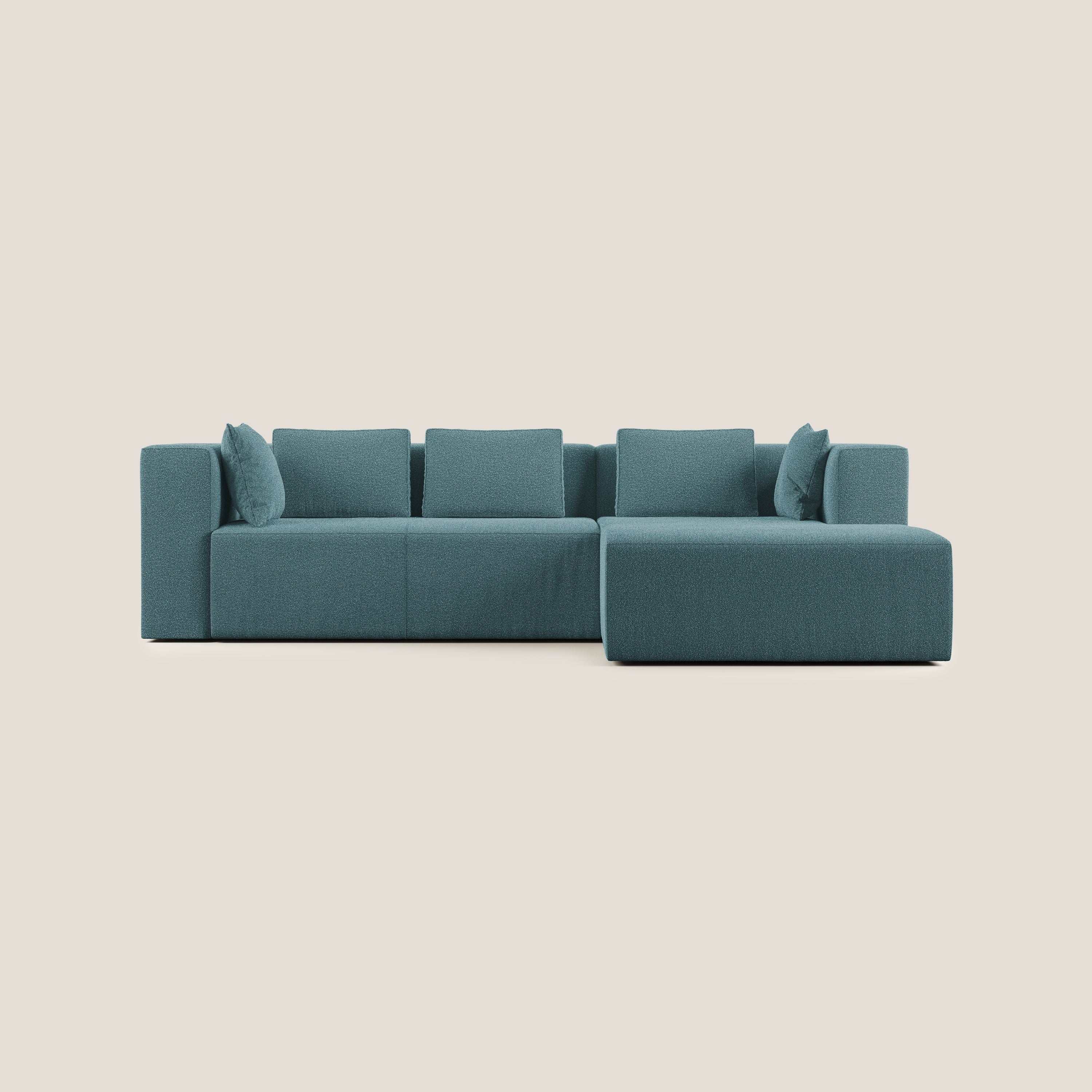 Nettuno divano angolare componibile in morbido tessuto bouclè T07 azzurro - divani.store