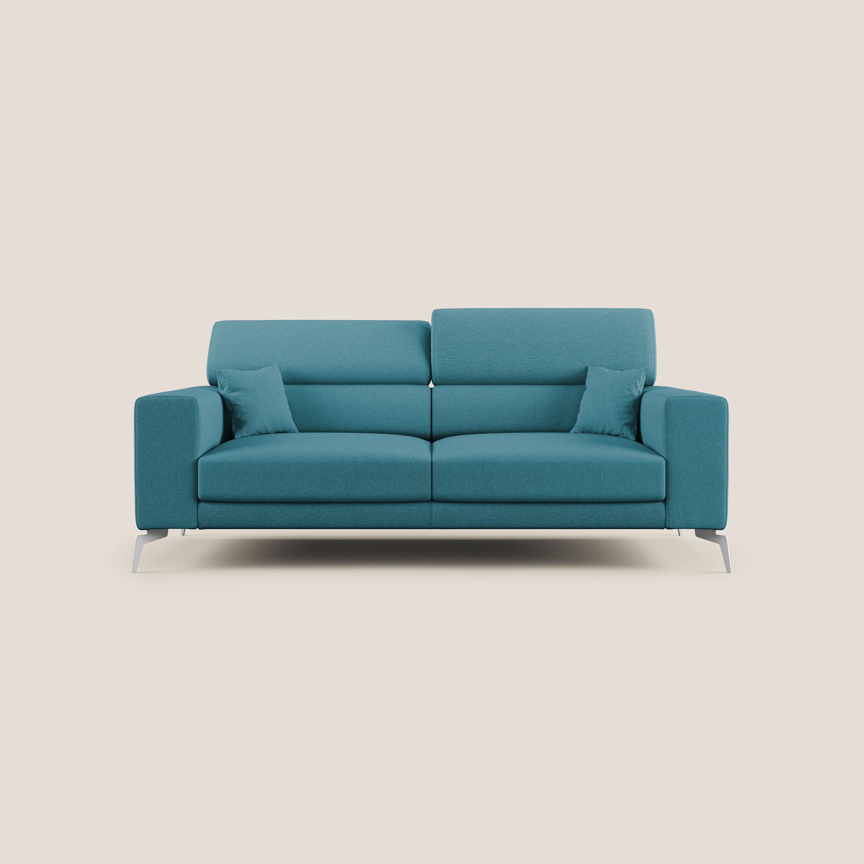 Blade Divano con poggiatesta reclinabili in tessuto impermeabile misto cotone T13 azzurro - divani.store