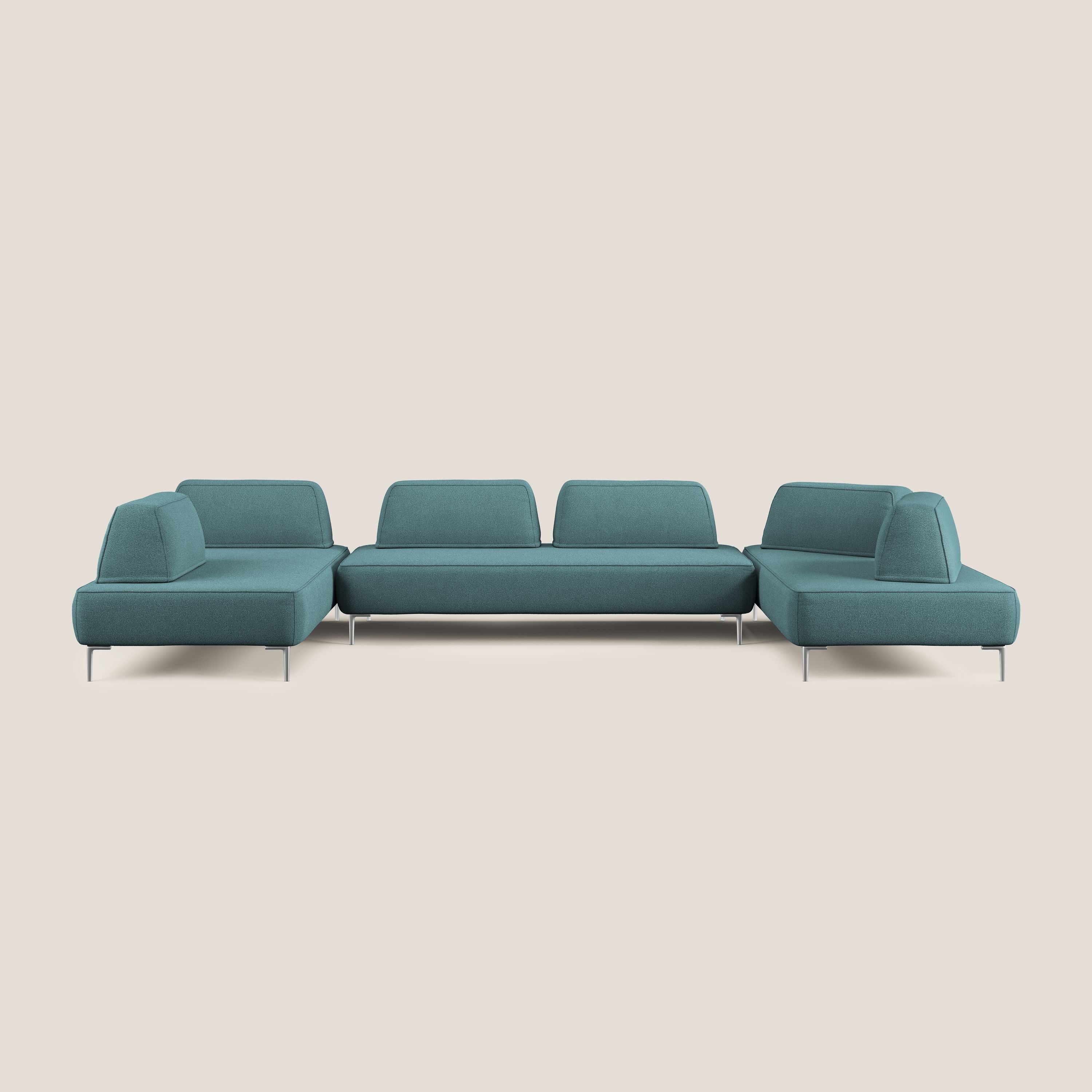 Newton divano panoramico modulare con schienali movibili T07 azzurro - divani.store