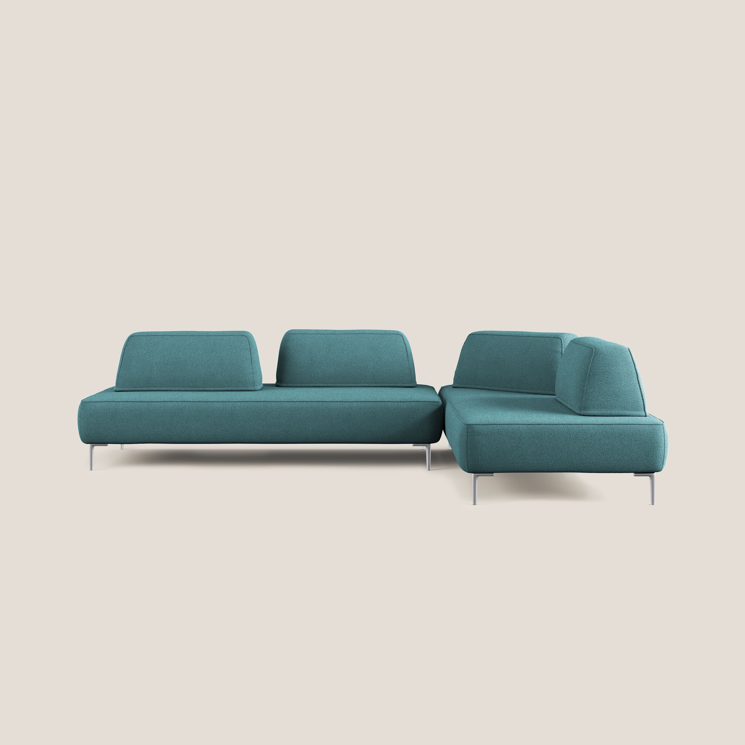 Newton divano angolare modulare con schienali movibili T07 azzurro - divani.store