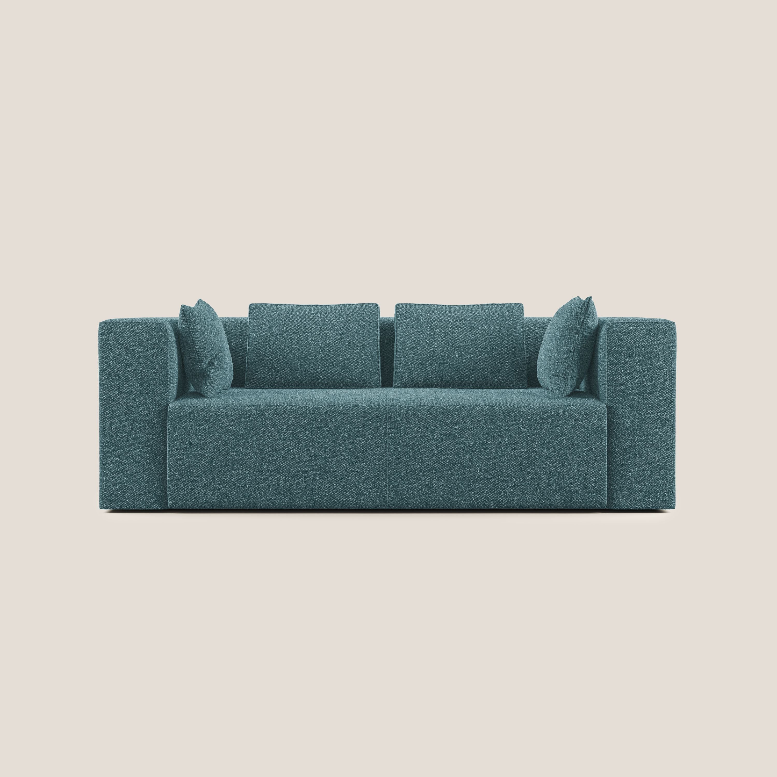 Nettuno divano moderno componibile in morbido tessuto bouclè T07 azzurro - divani.store