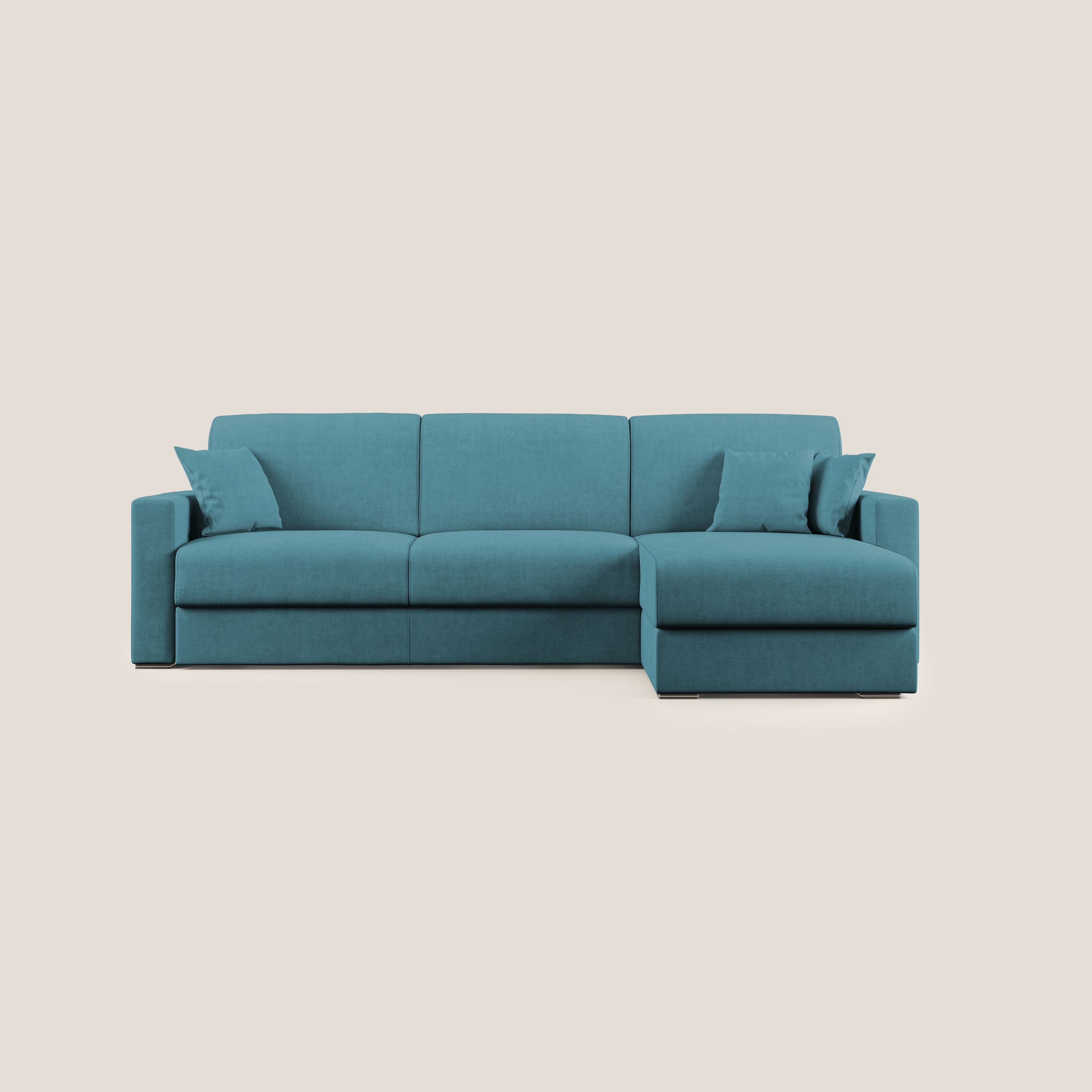 Best Divano letto angolare in tessuto impermeabile T02 azzurro - divani.store