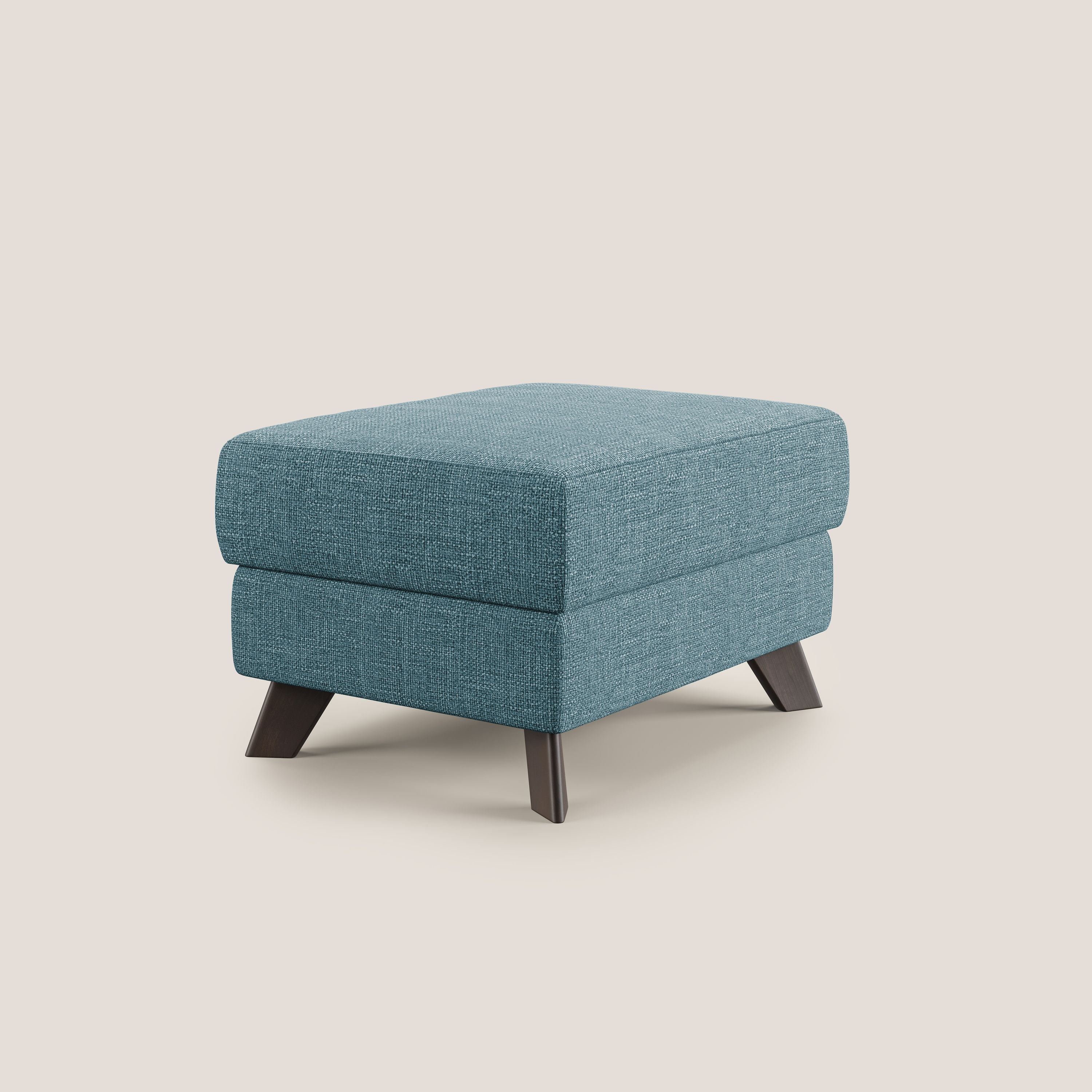 Moon Pouf contenitore e piedini alti in tessuto morbido ad intreccio soft-touch impermeabile T06 azzurro - divani.store