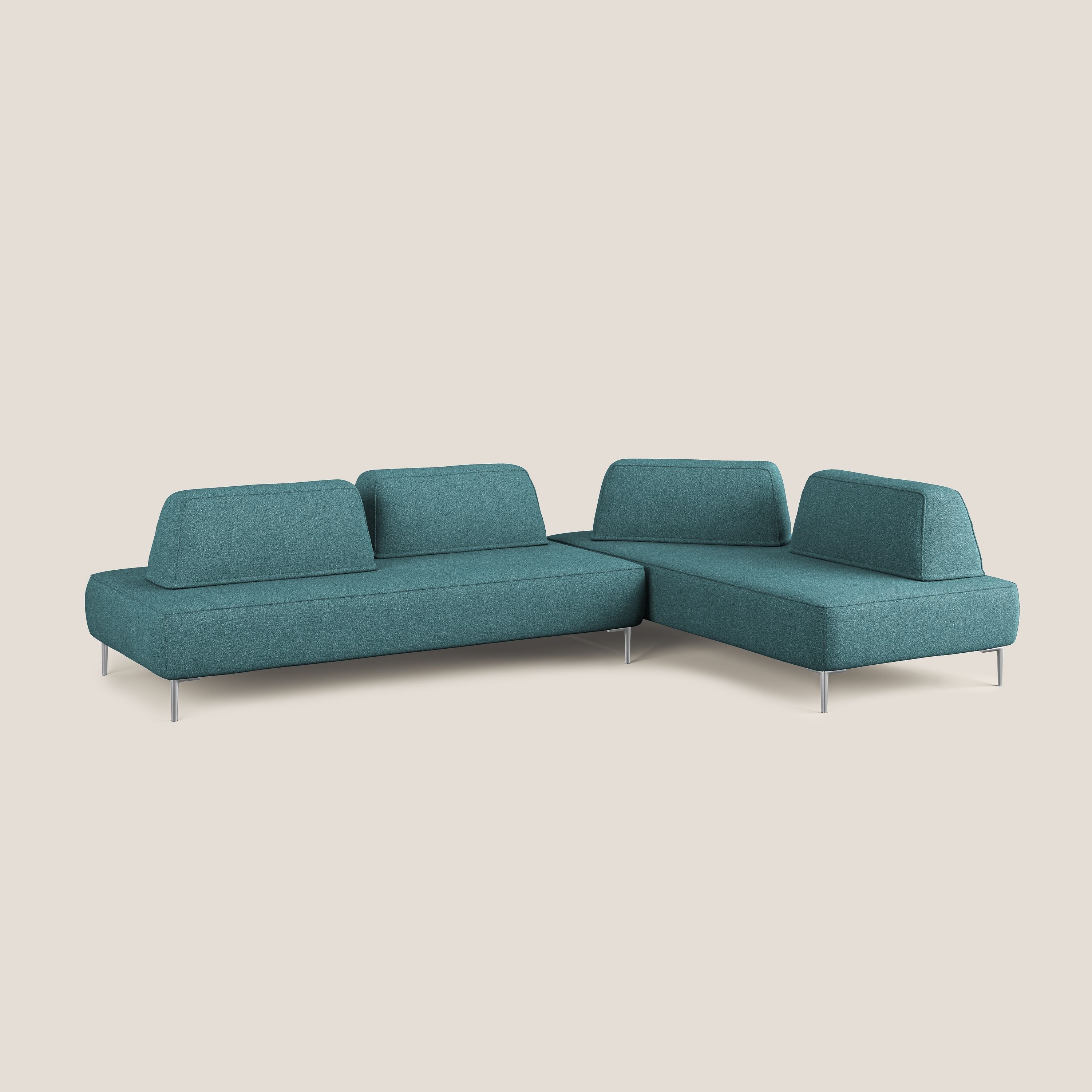 Newton divano angolare modulare con schienali movibili T07 azzurro - divani.store