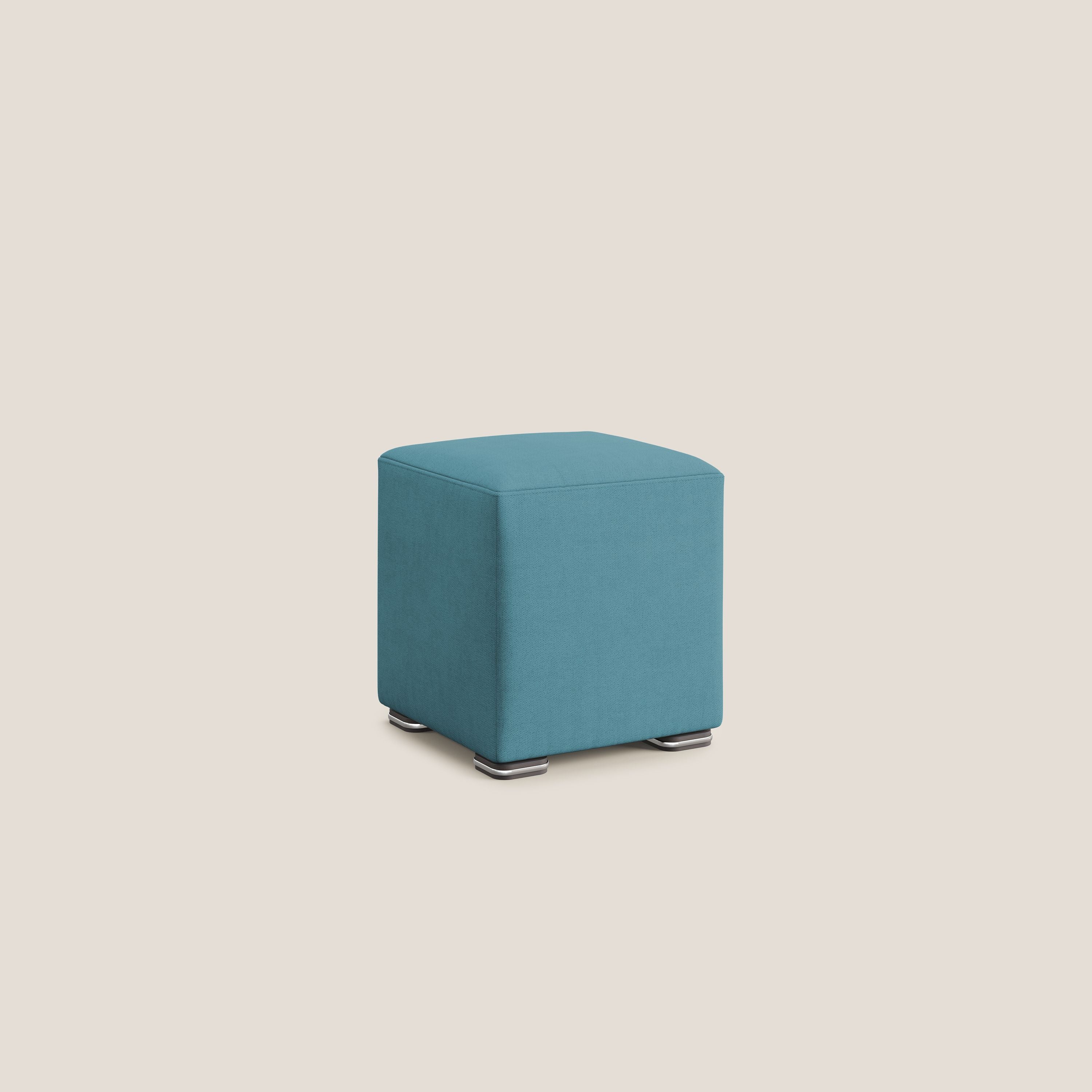 Cube pouf in tessuto morbido impermeabile T02 azzurro - divani.store