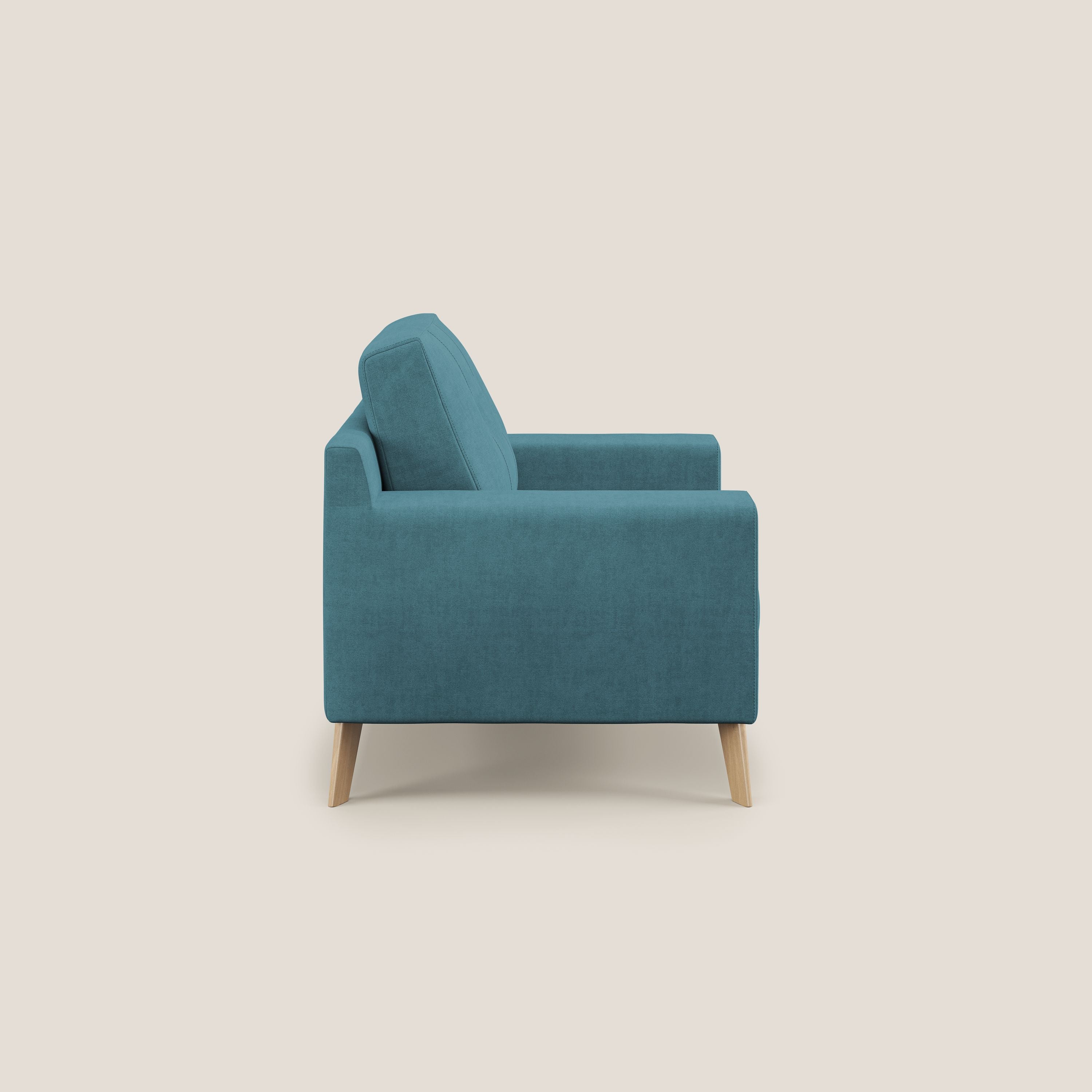 Danish poltroncina in tessuto morbido impermeabile T02 azzurro - divani.store