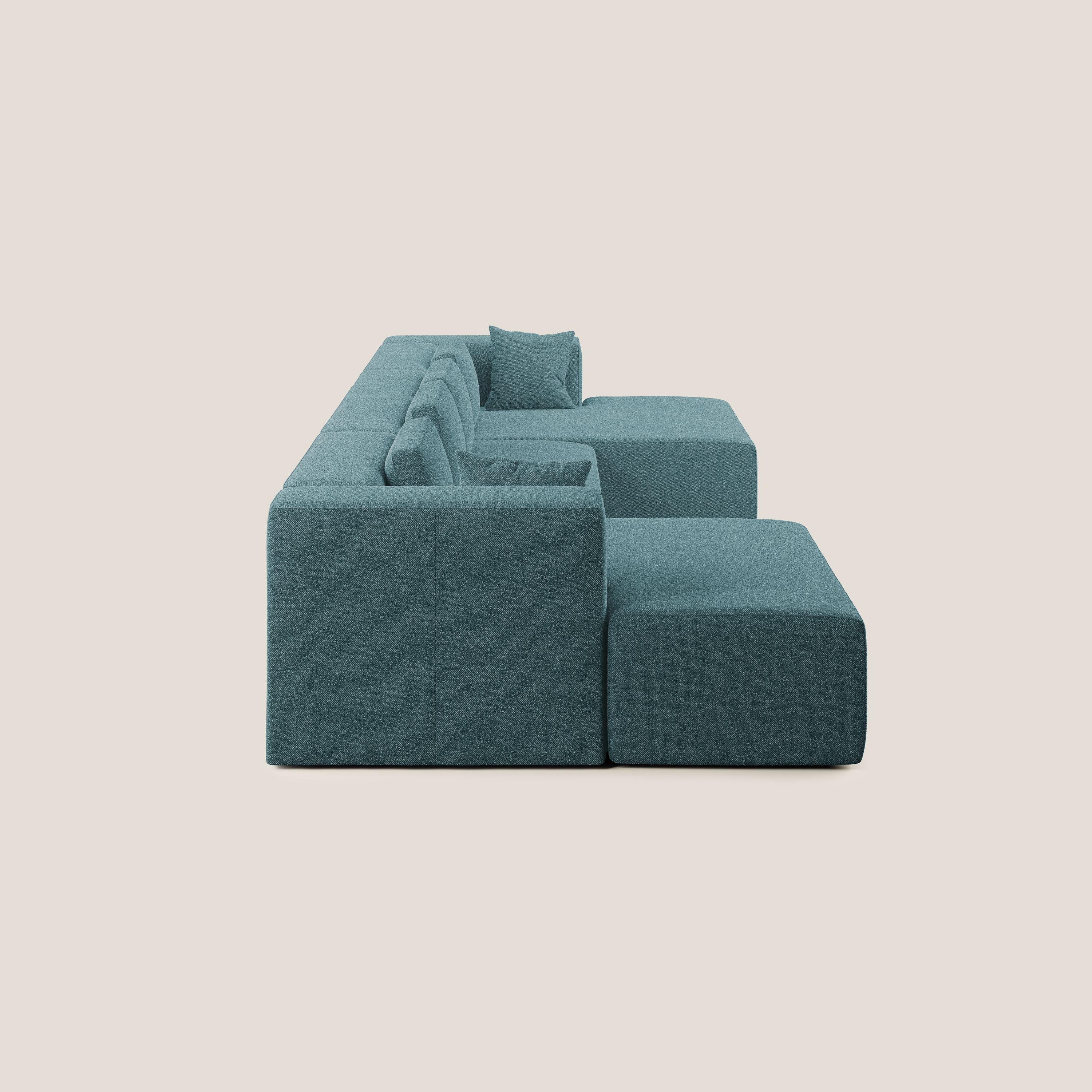 Nettuno divano panoramico in morbido tessuto bouclè T07 azzurro - divani.store