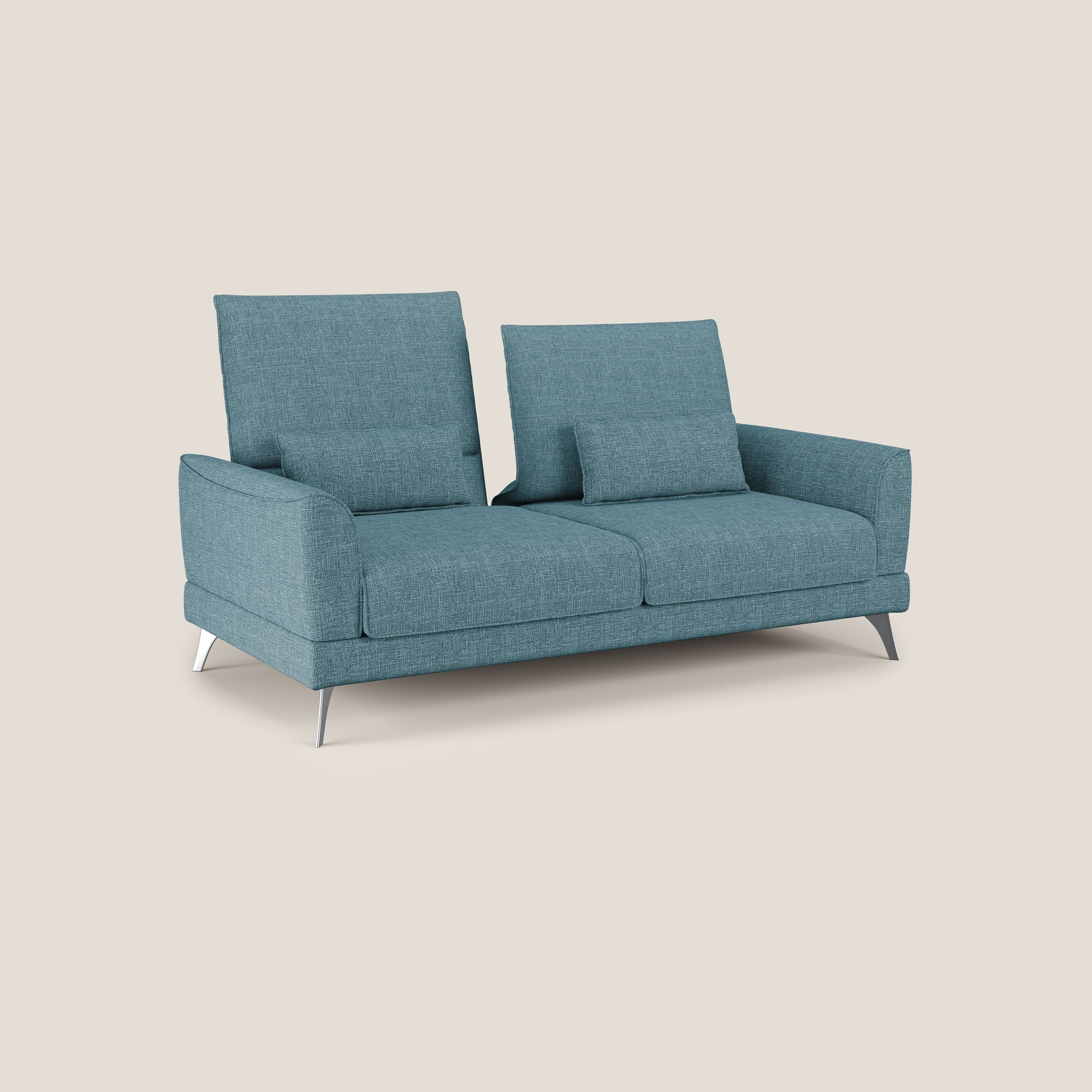 Tommy Divano relax con schienali traslanti in morbido tessuto fiammato T06 azzurro - divani.store