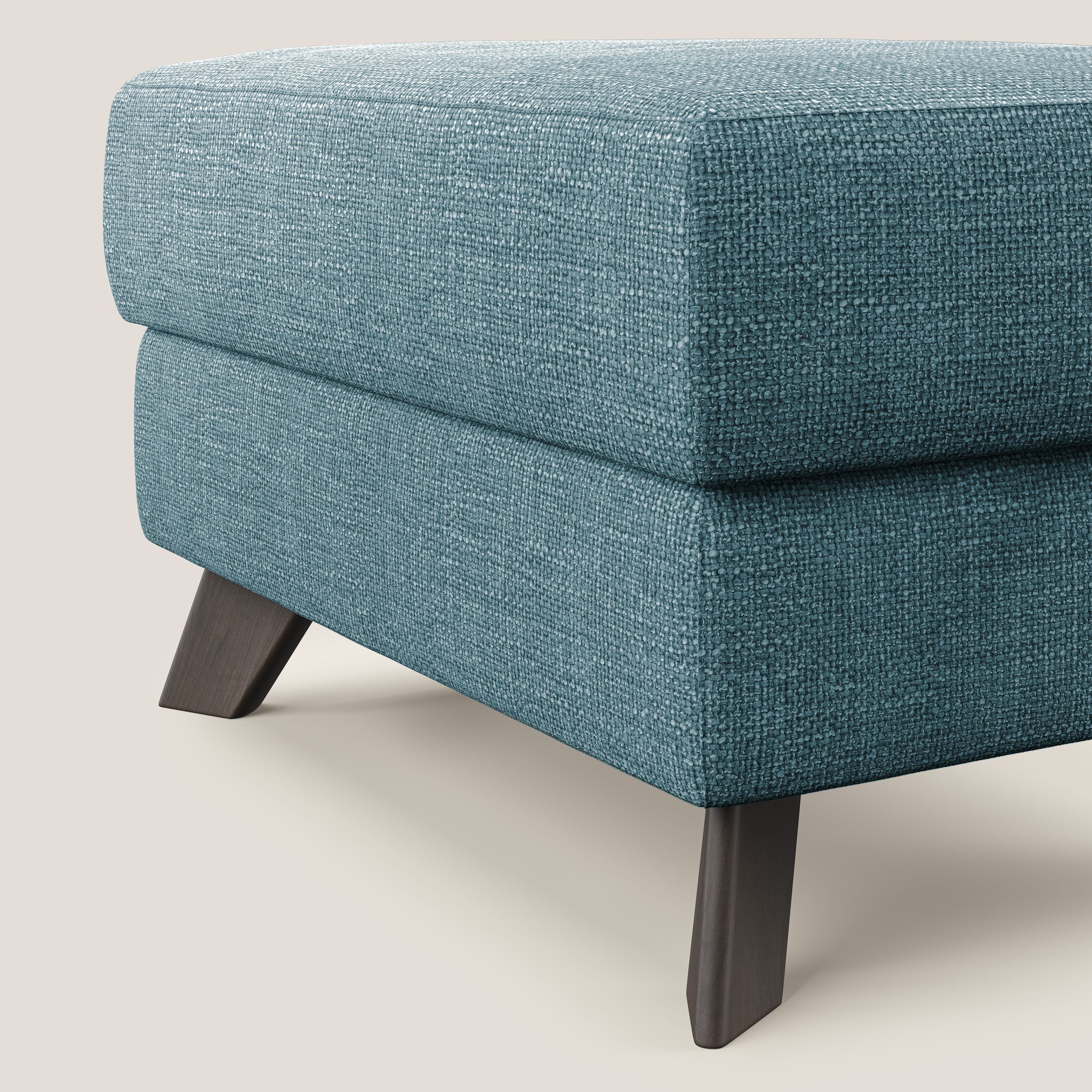 Moon Pouf contenitore e piedini alti in tessuto morbido ad intreccio soft-touch impermeabile T06 azzurro - divani.store