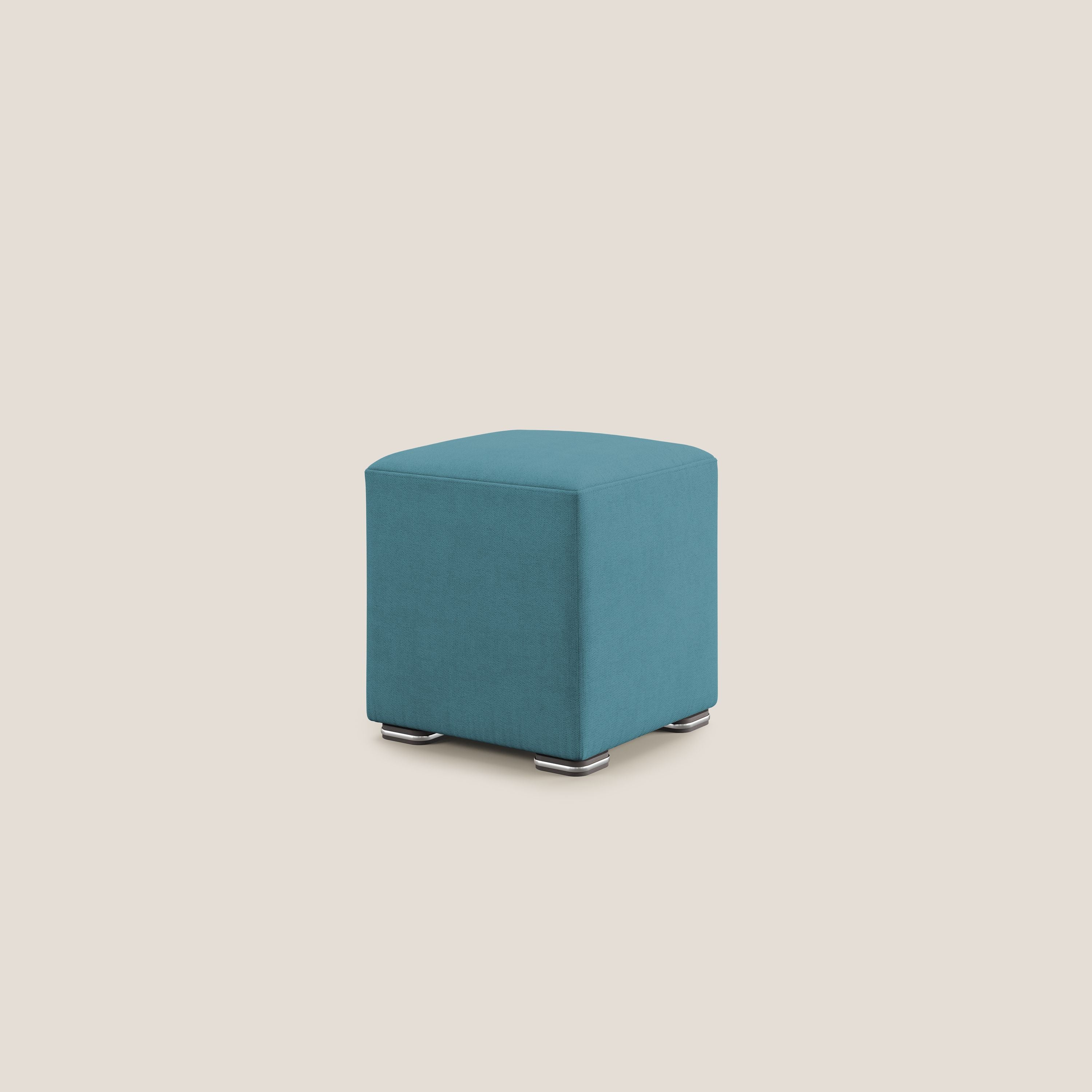 Cube pouf in tessuto morbido impermeabile T02 azzurro - divani.store