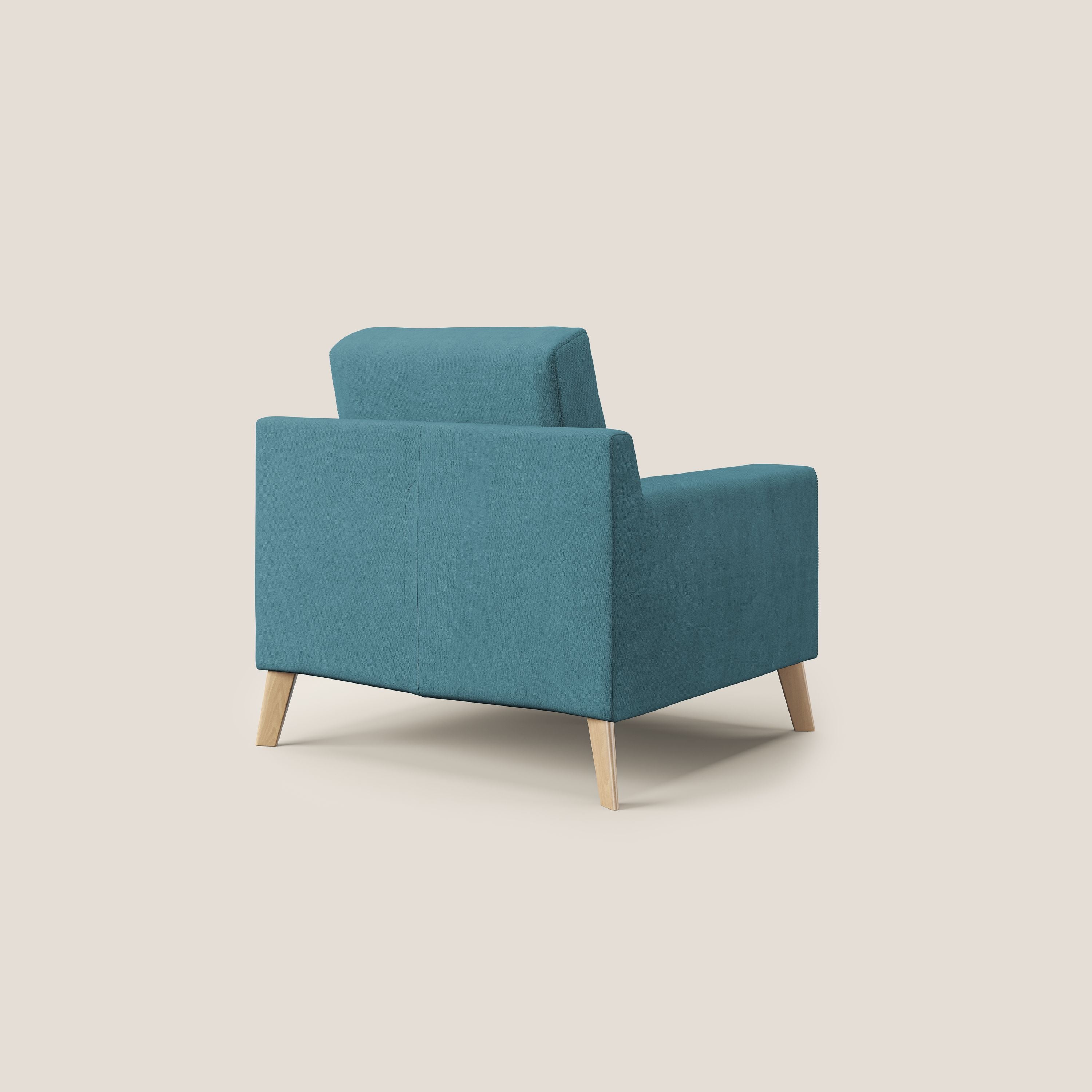 Danish poltroncina in tessuto morbido impermeabile T02 azzurro - divani.store