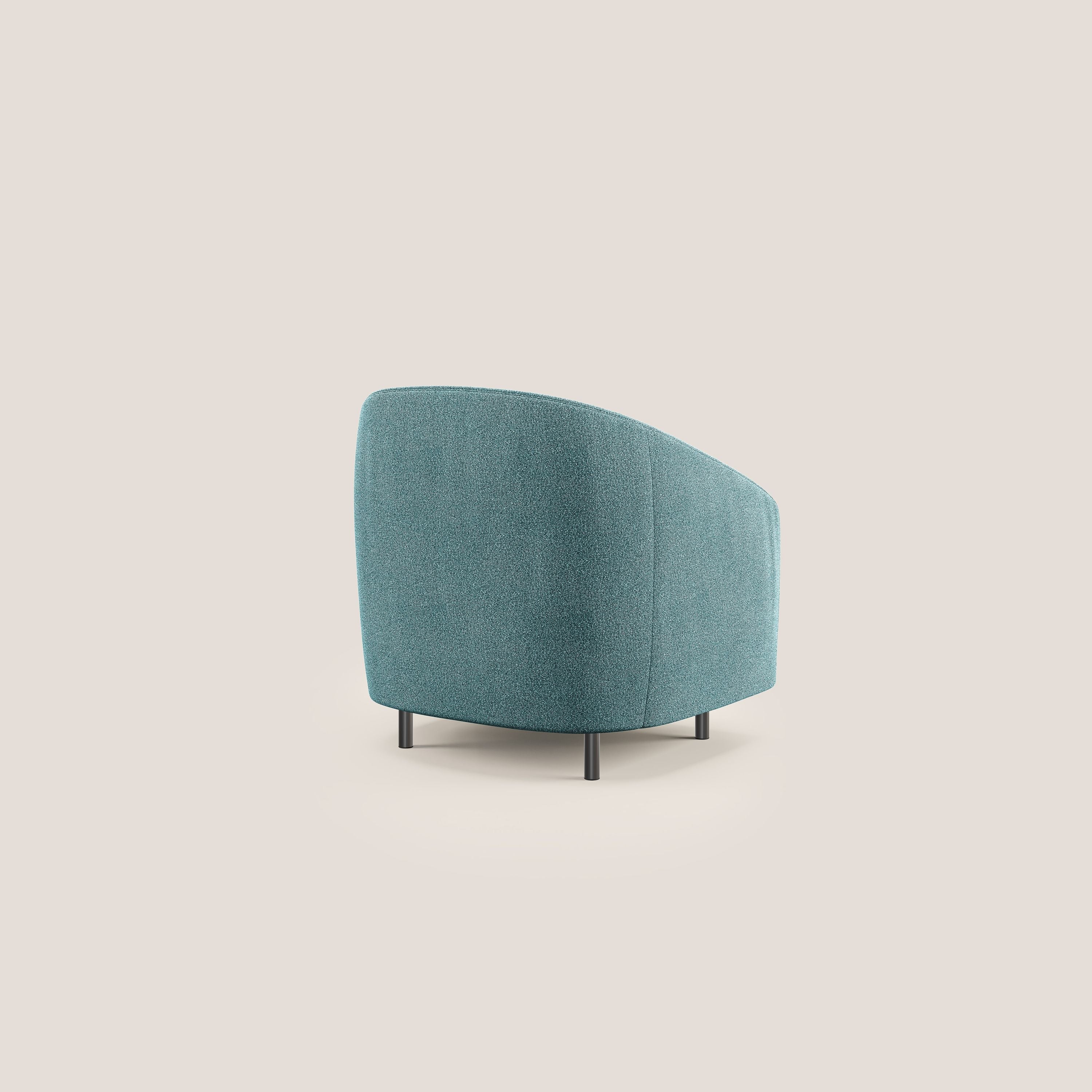 Pandora Poltroncina in morbido tessuto bouclé impermeabile T07 azzurro - divani.store