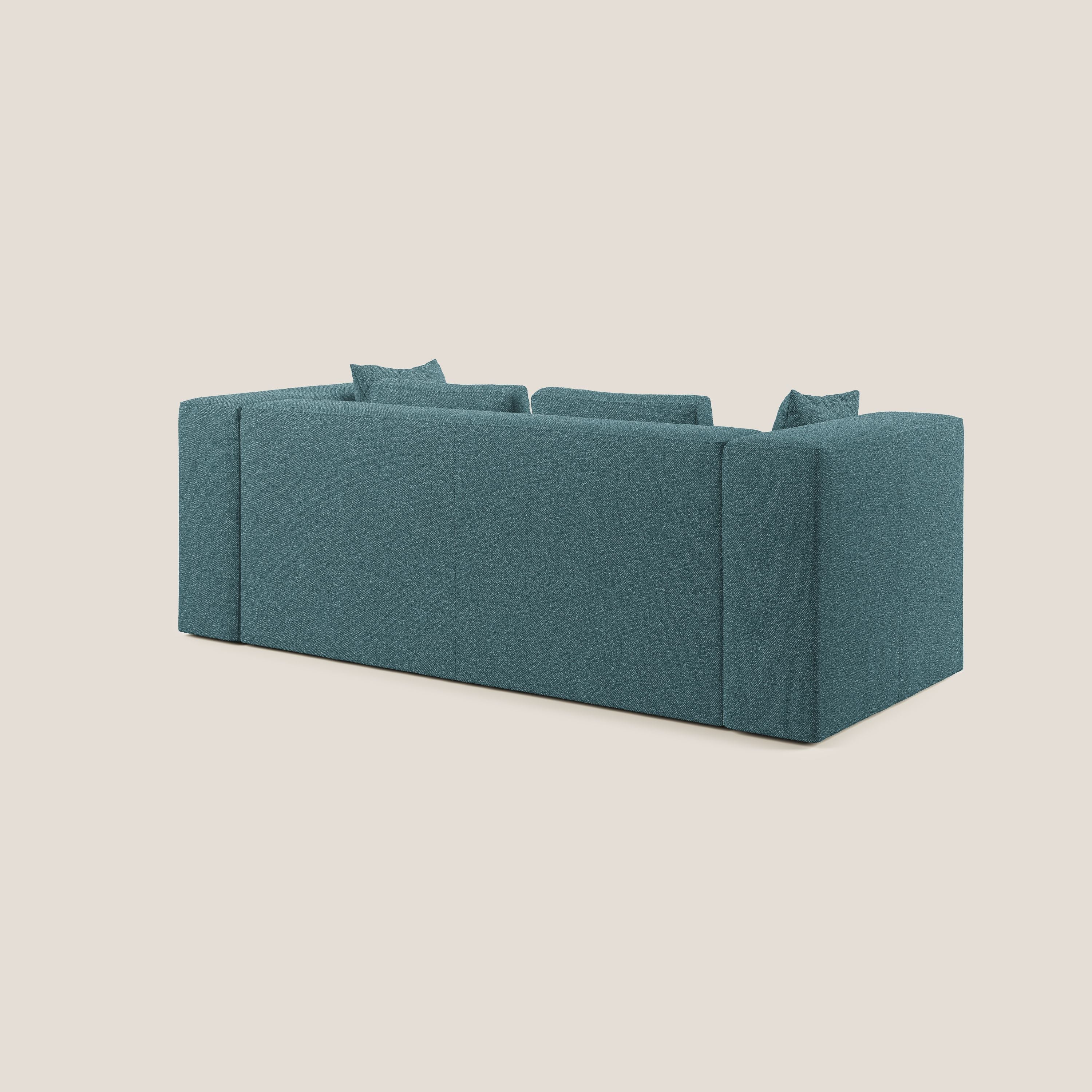 Nettuno divano moderno componibile in morbido tessuto bouclè T07 azzurro - divani.store