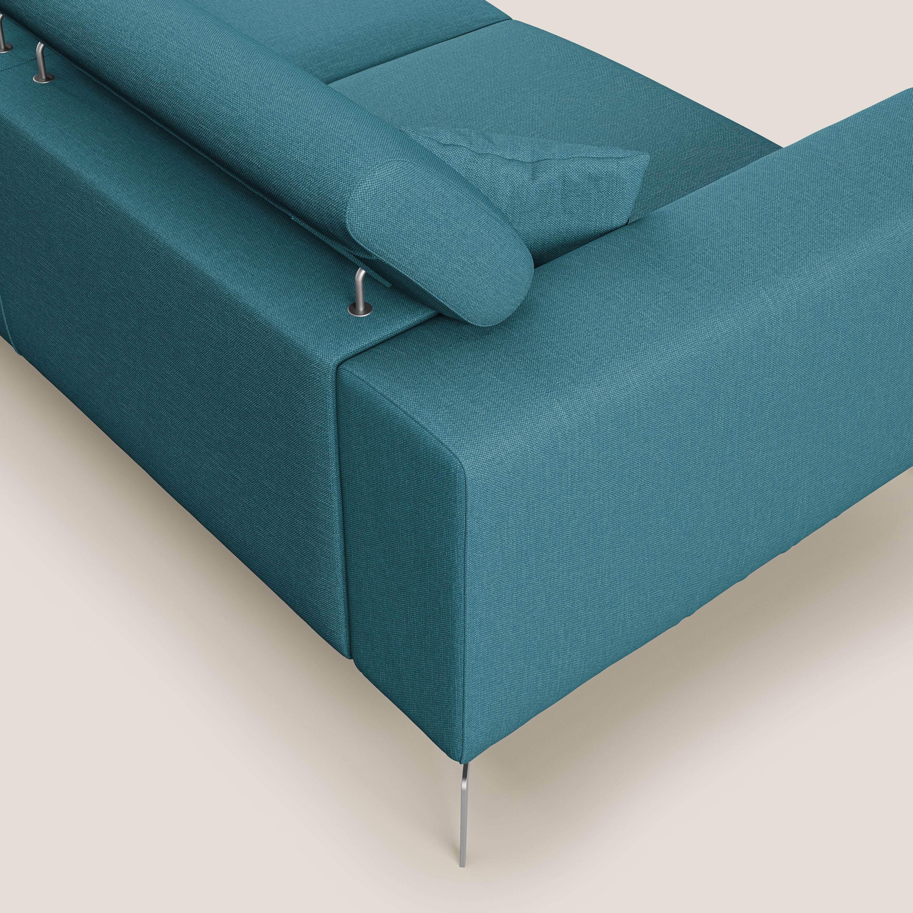 Blade Divano con poggiatesta reclinabili in tessuto impermeabile misto cotone T13 azzurro - divani.store