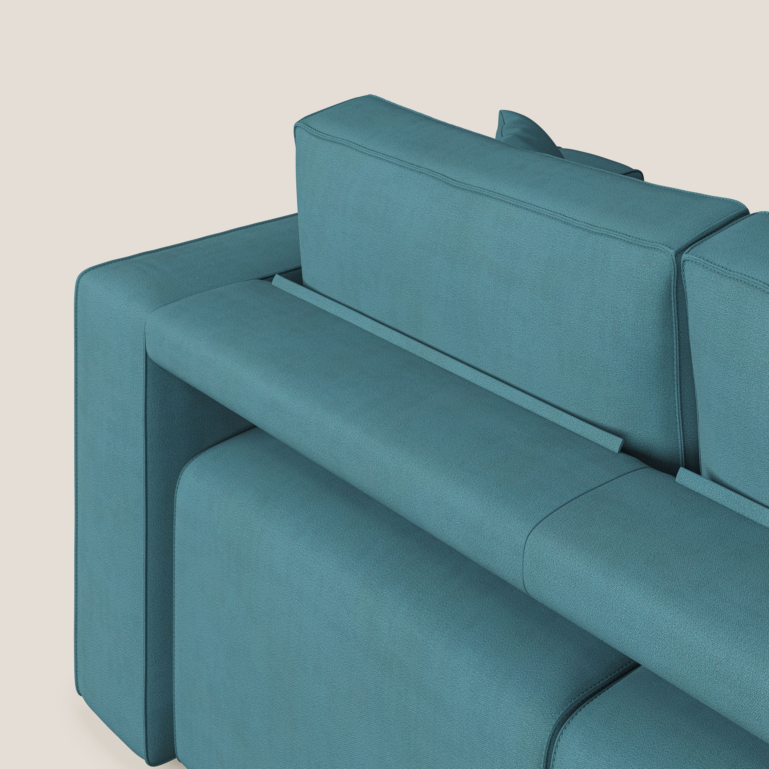 Morfeo divano con 3 sedute estraibili in morbido tessuto impermeabile T02 azzurro - divani.store