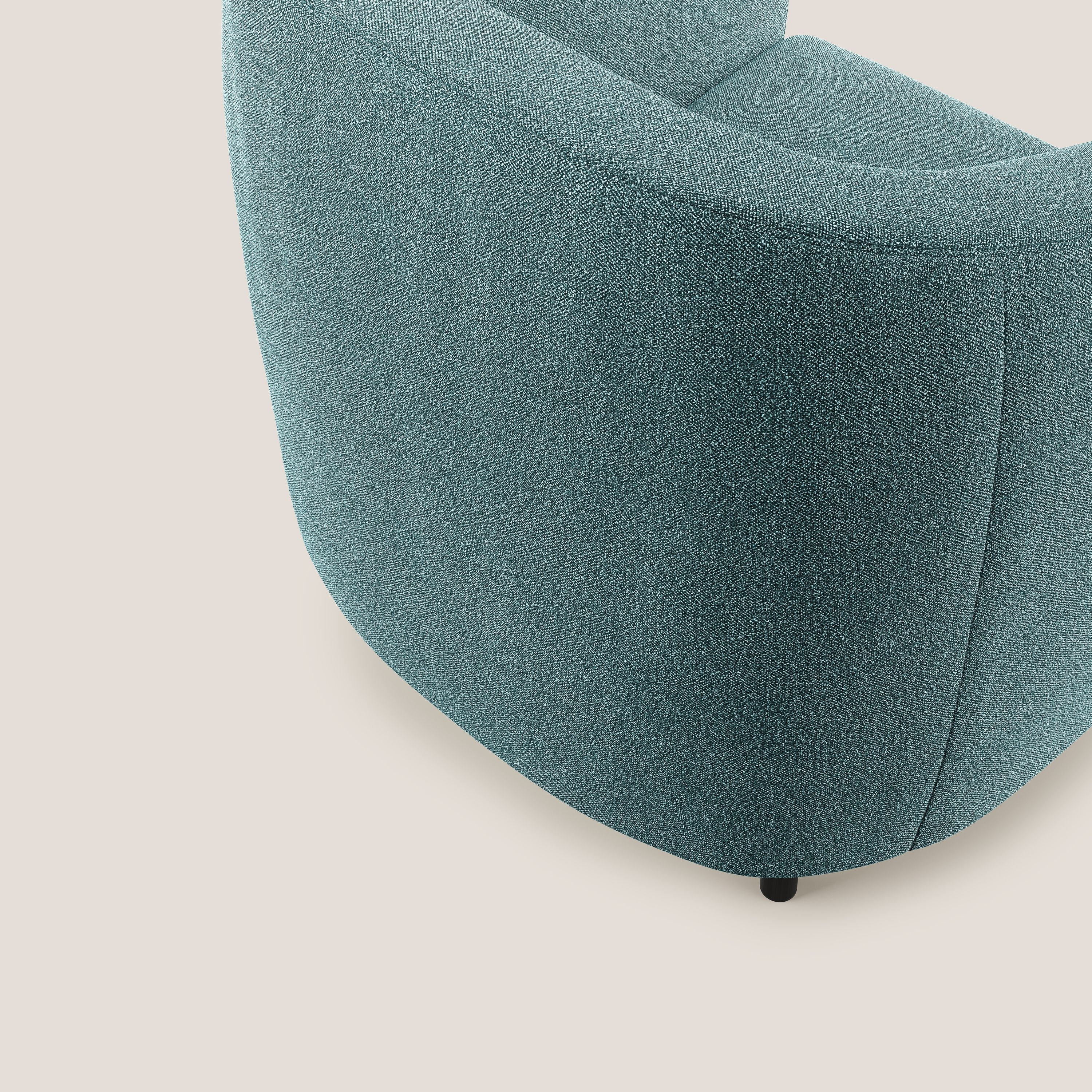 Pandora Poltroncina in morbido tessuto bouclé impermeabile T07 azzurro - divani.store