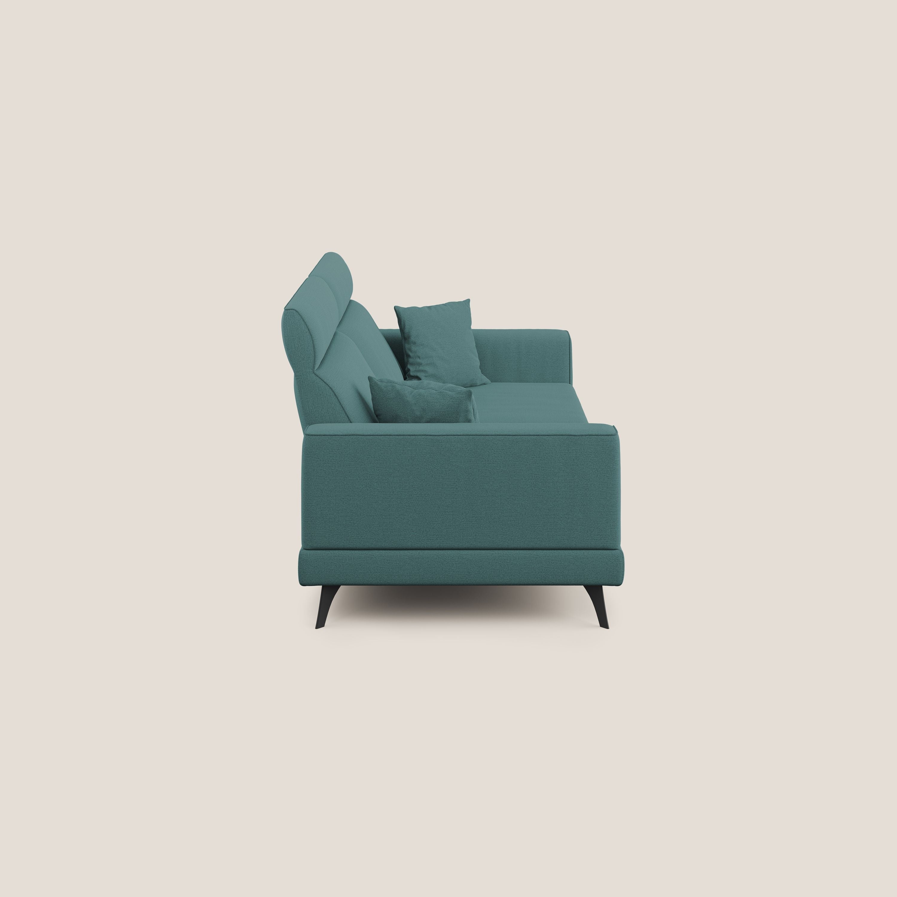 Slide Divano con schienali traslanti e poggiatesta in tessuto simil cotone impermeabile T19 petrolio - divani.store