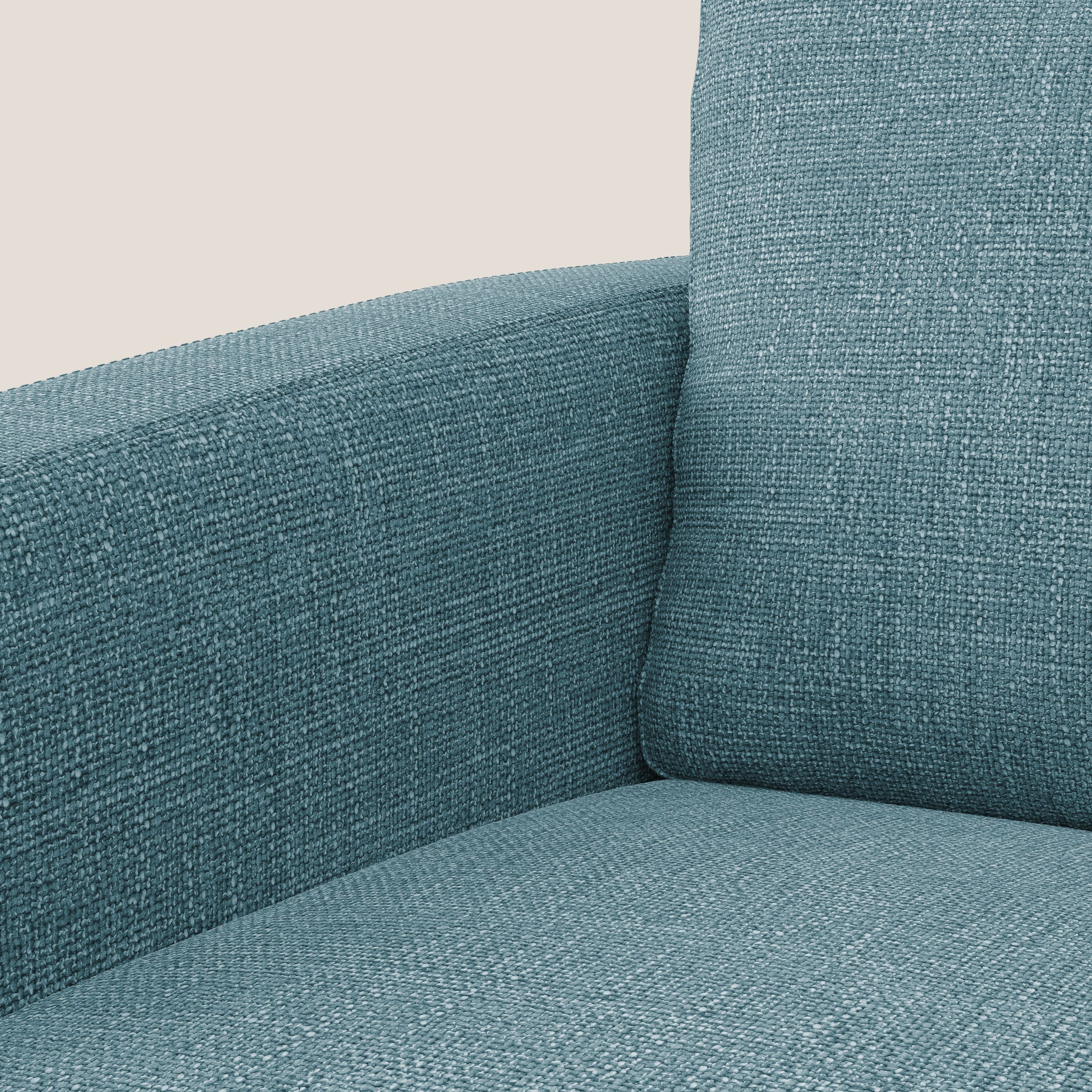 Orione Poltroncina in morbido tessuto impermeabile ad intreccio T06 azzurro - divani.store