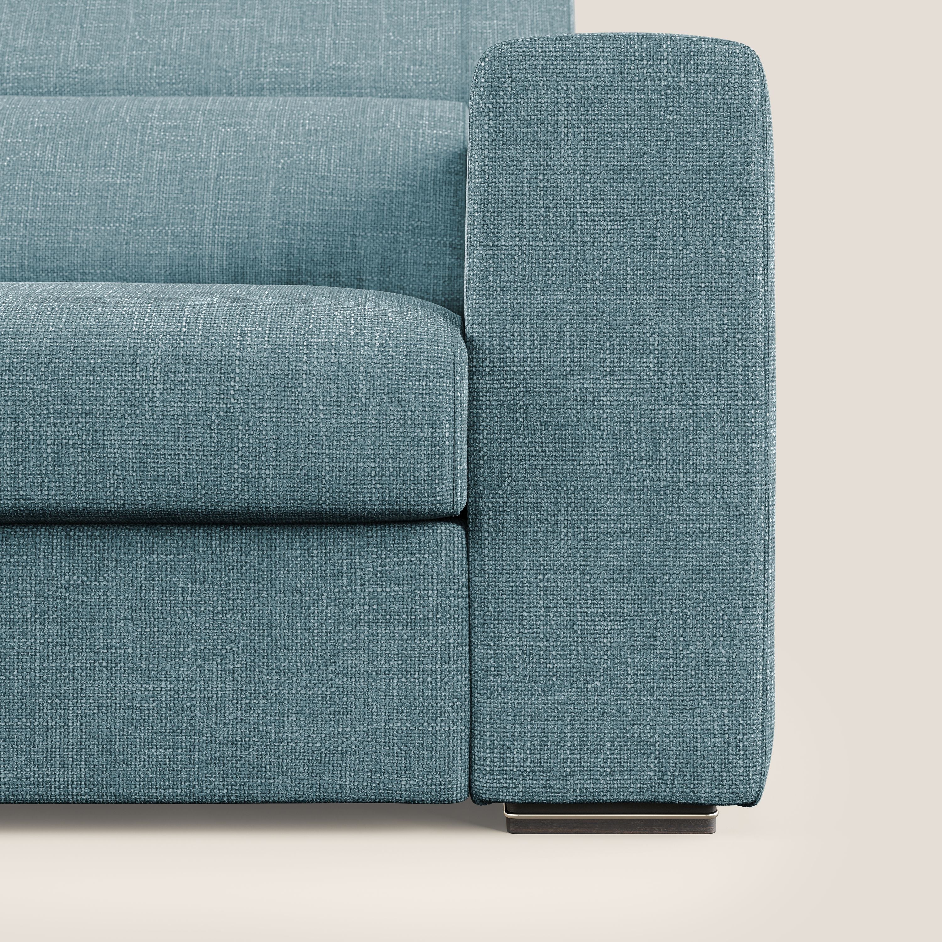 Vegas divano con poggiatesta reclinabili in morbido tessuto impermeabile T06 azzurro - divani.store