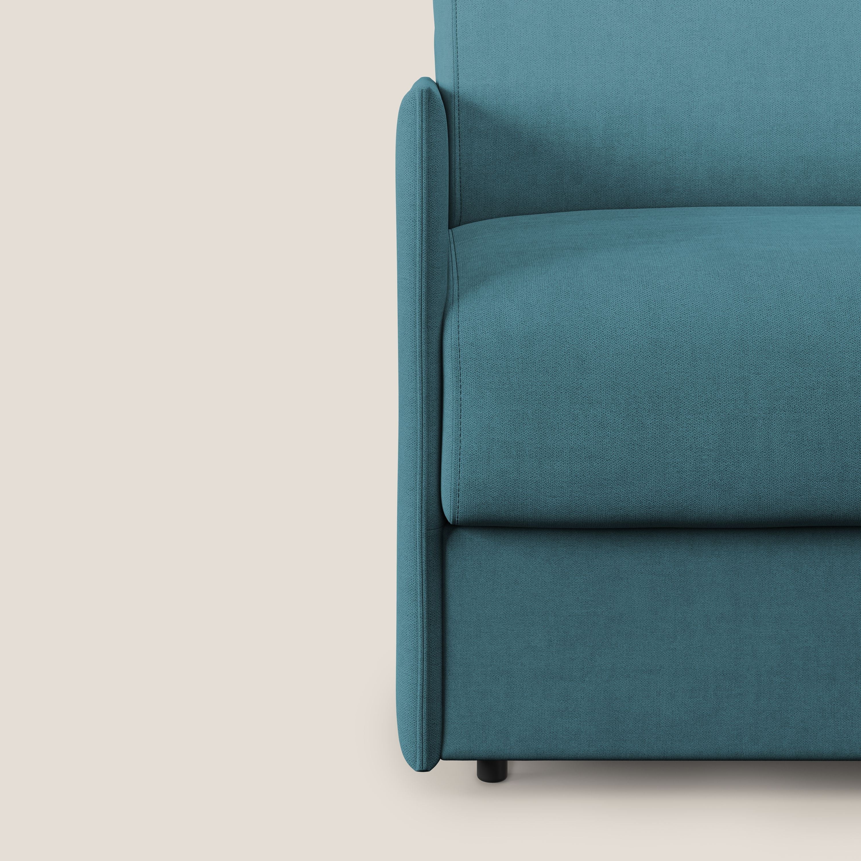 Evans poltrona letto in morbido tessuto impermeabile T02 azzurro - divani.store
