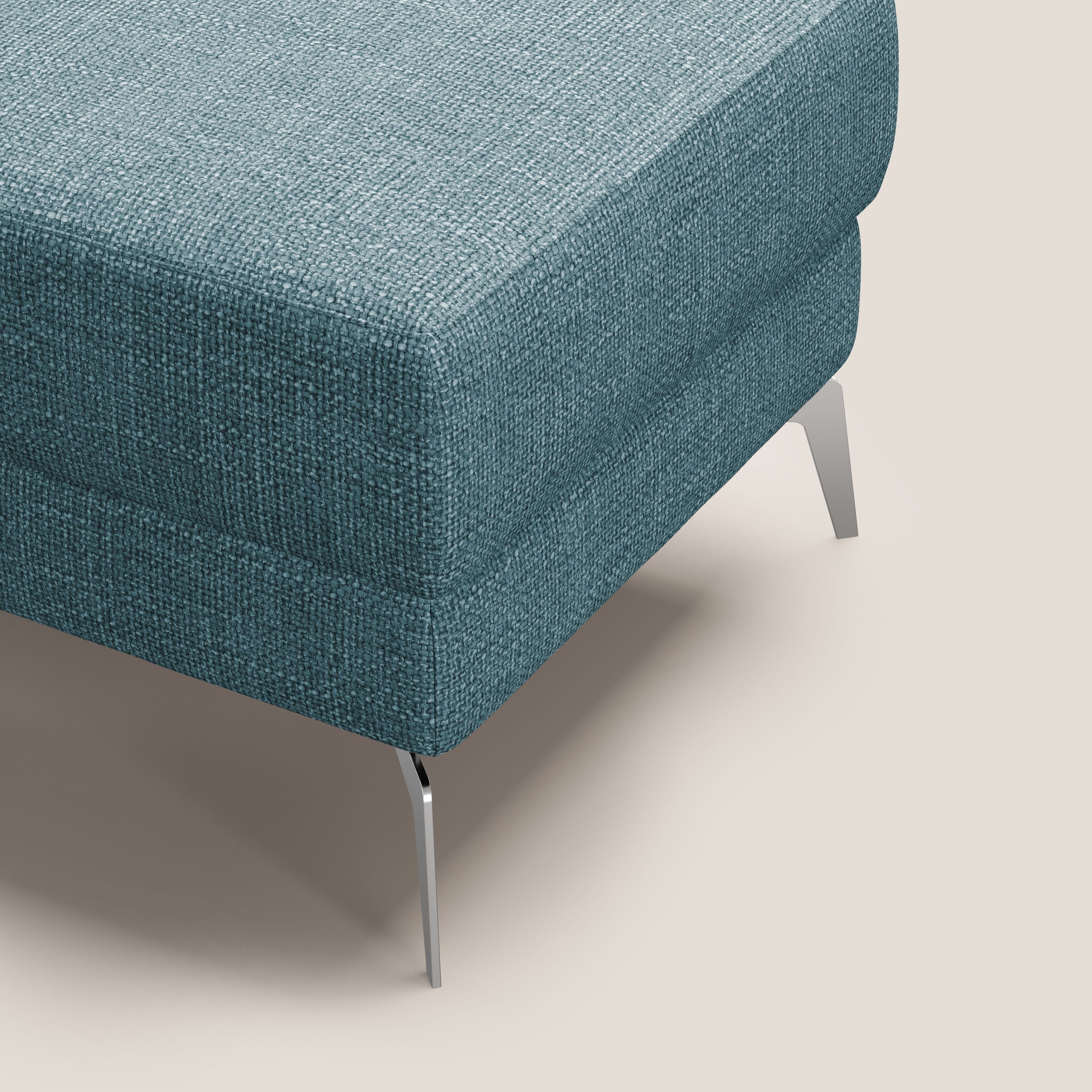 Star Pouf con piedini alti in tessuto impermeabile morbido intreccio T06 azzurro - divani.store