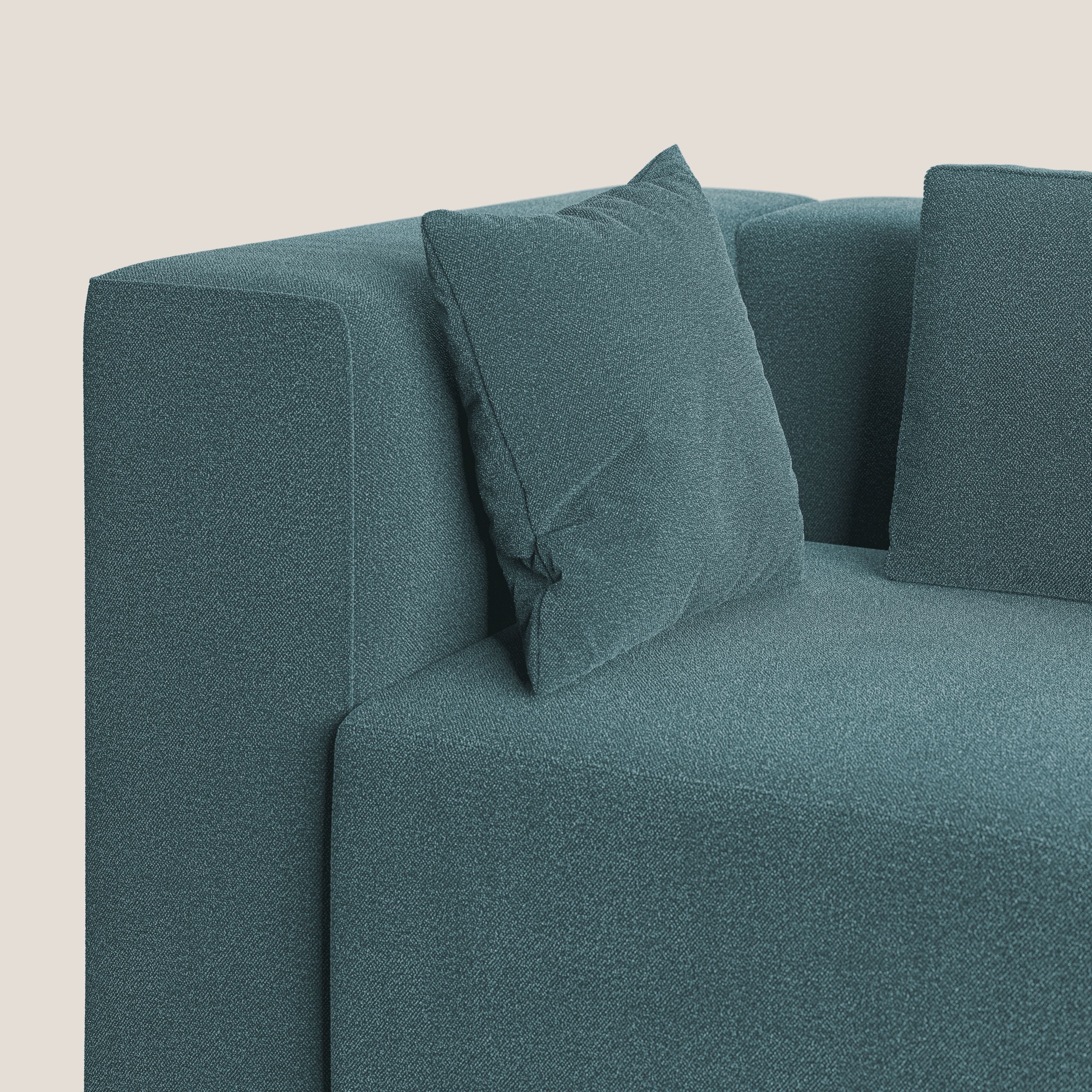 Nettuno divano moderno componibile in morbido tessuto bouclè T07 azzurro - divani.store