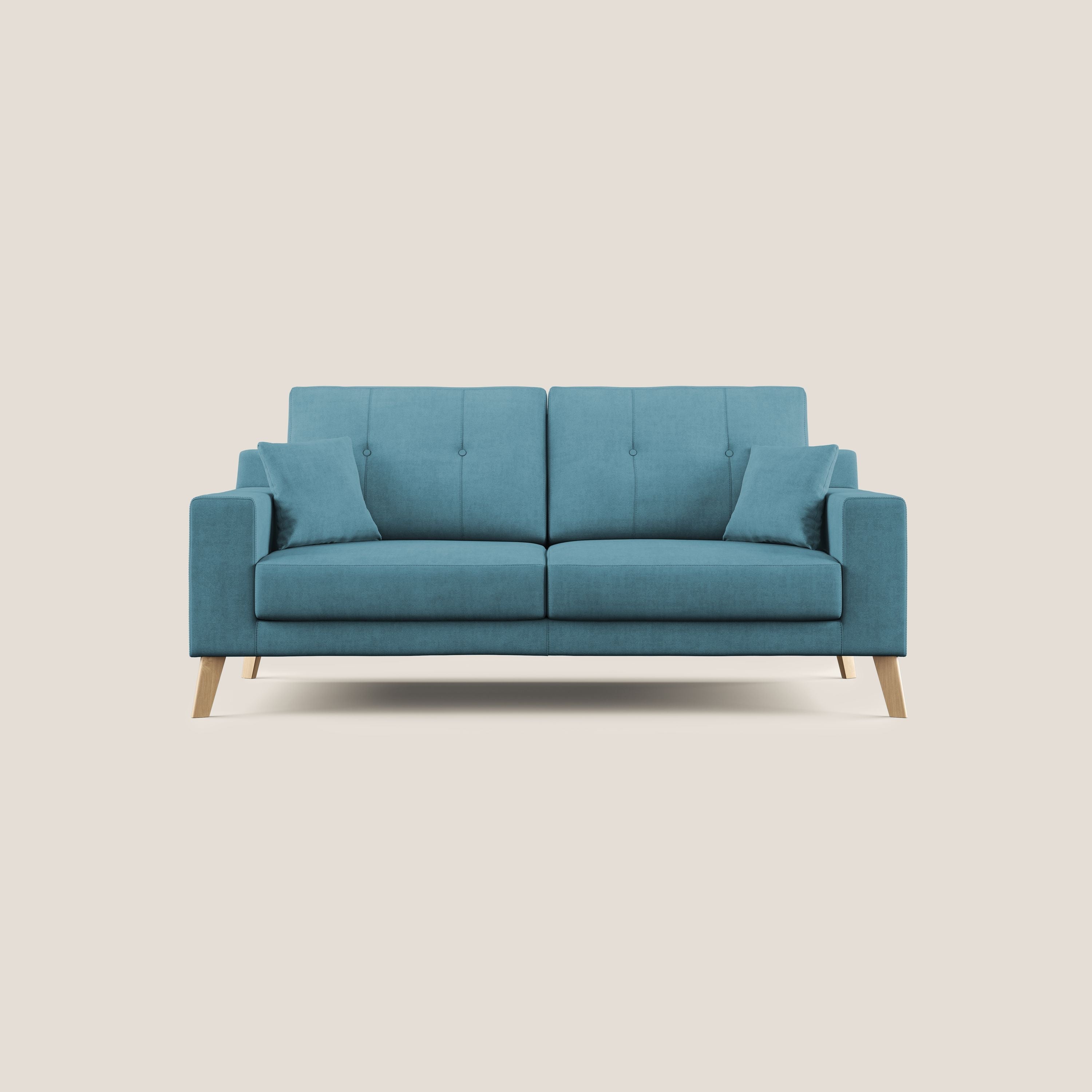 Danish divano moderno in tessuto morbido impermeabile T02 azzurro - divani.store