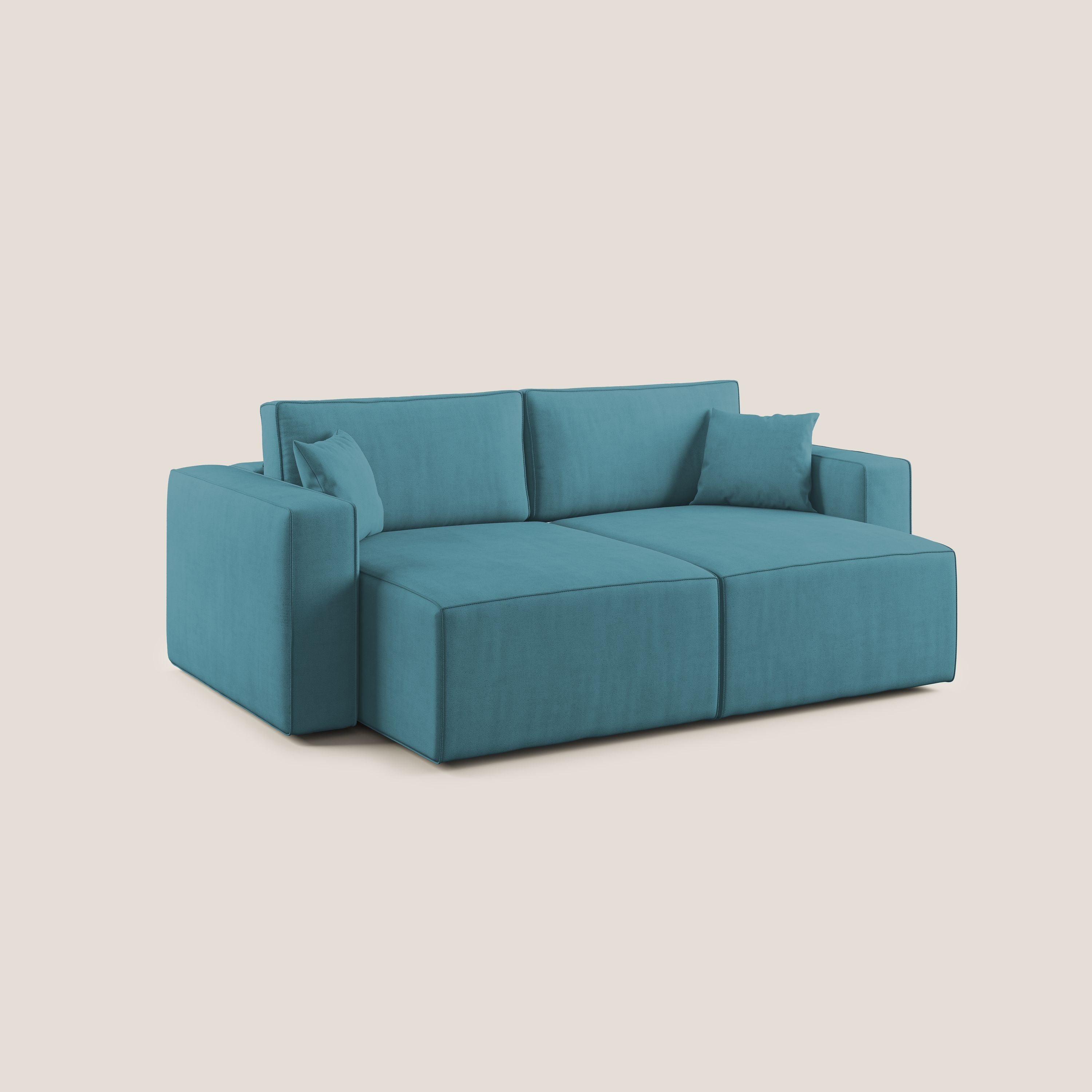 Morfeo divano con sedute estraibili in morbido tessuto impermeabile T02 azzurro - divani.store