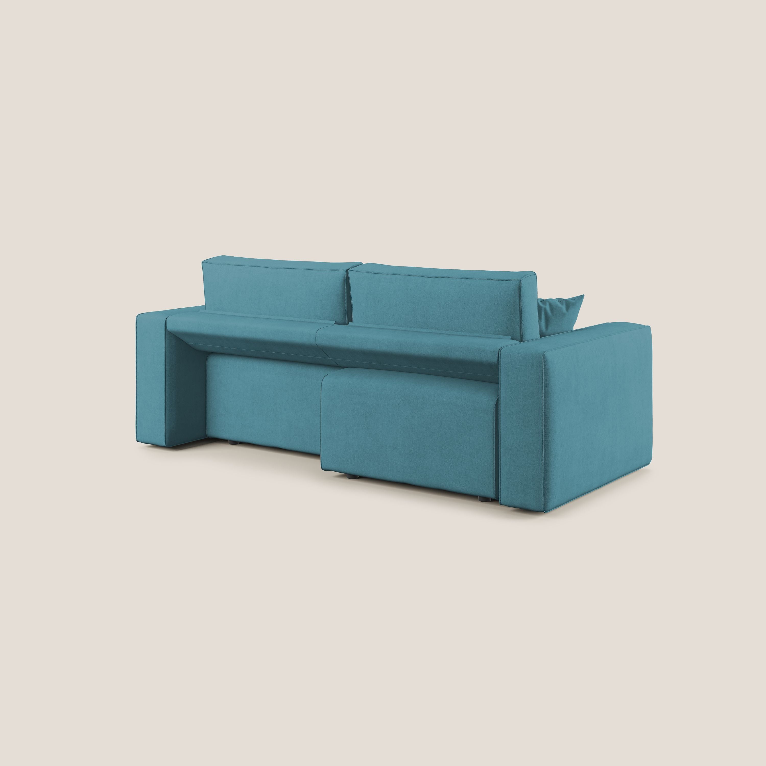 Morfeo divano con sedute estraibili in morbido tessuto impermeabile T02 azzurro - divani.store