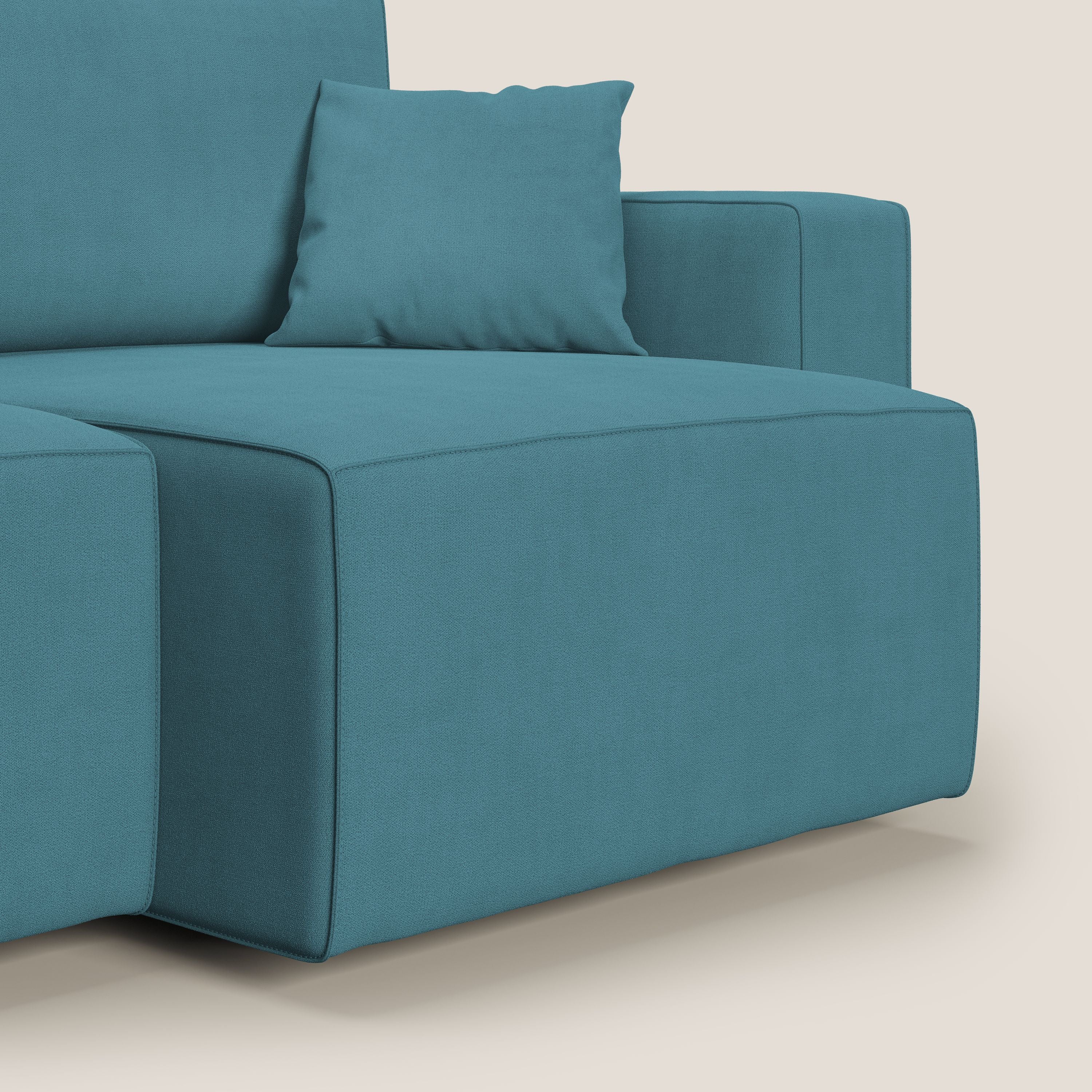Morfeo divano con sedute estraibili in morbido tessuto impermeabile T02 azzurro - divani.store
